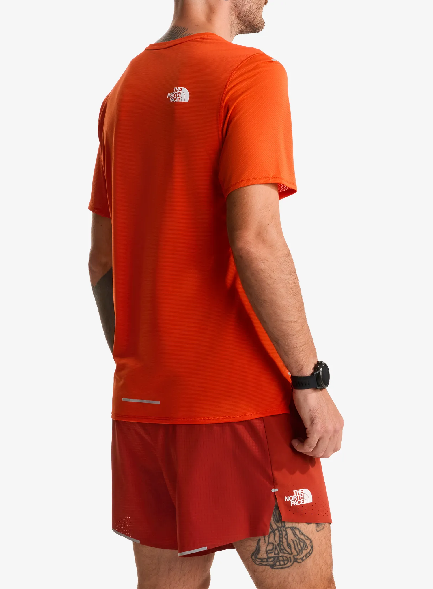 Bėgimo marškinėliai The North Face Summit High Trail S/S - lava red
