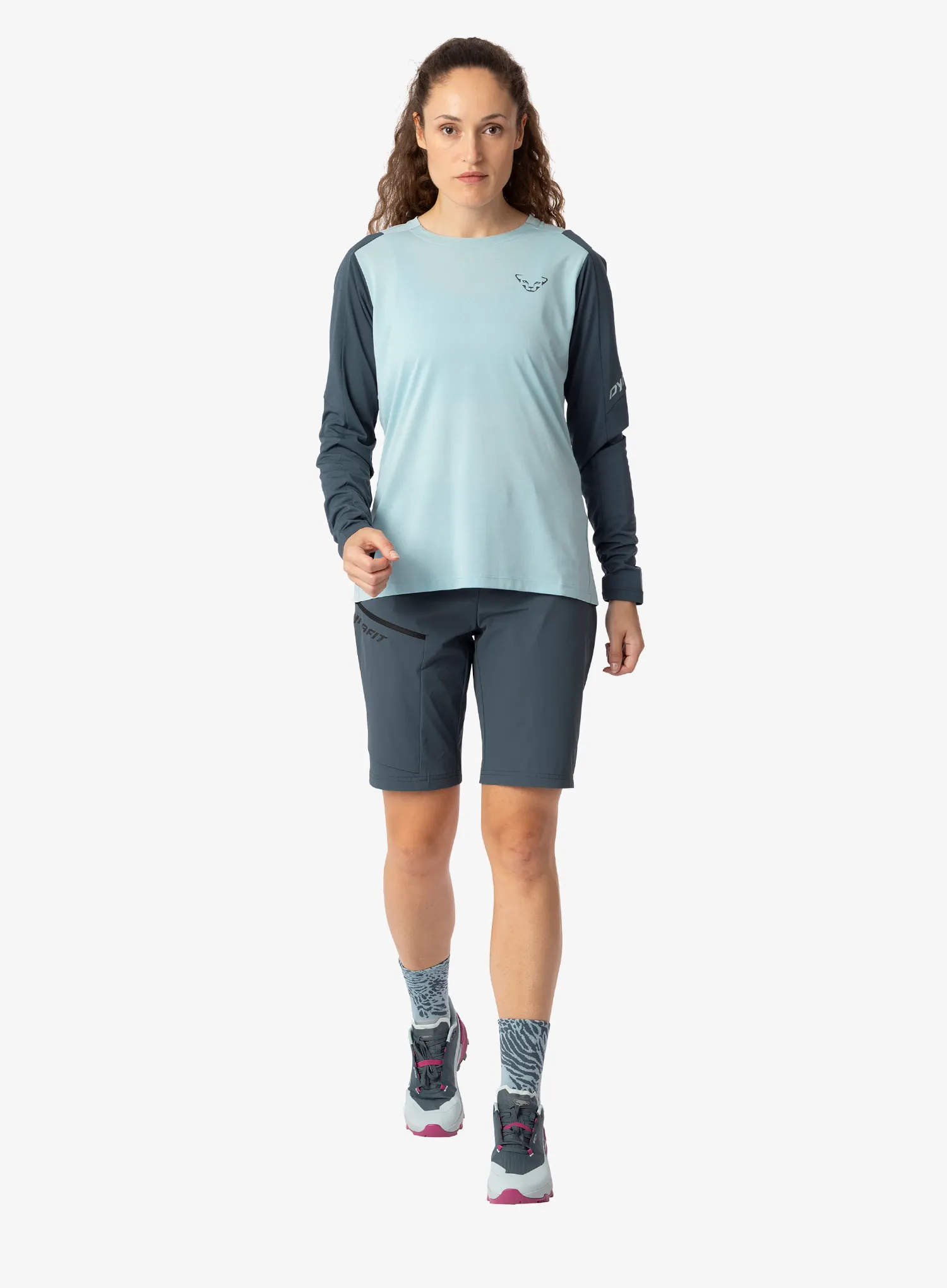 Marškinėliai ilgomis rankovėmis moterims Dynafit Transalper L/S Tee - cloud blue