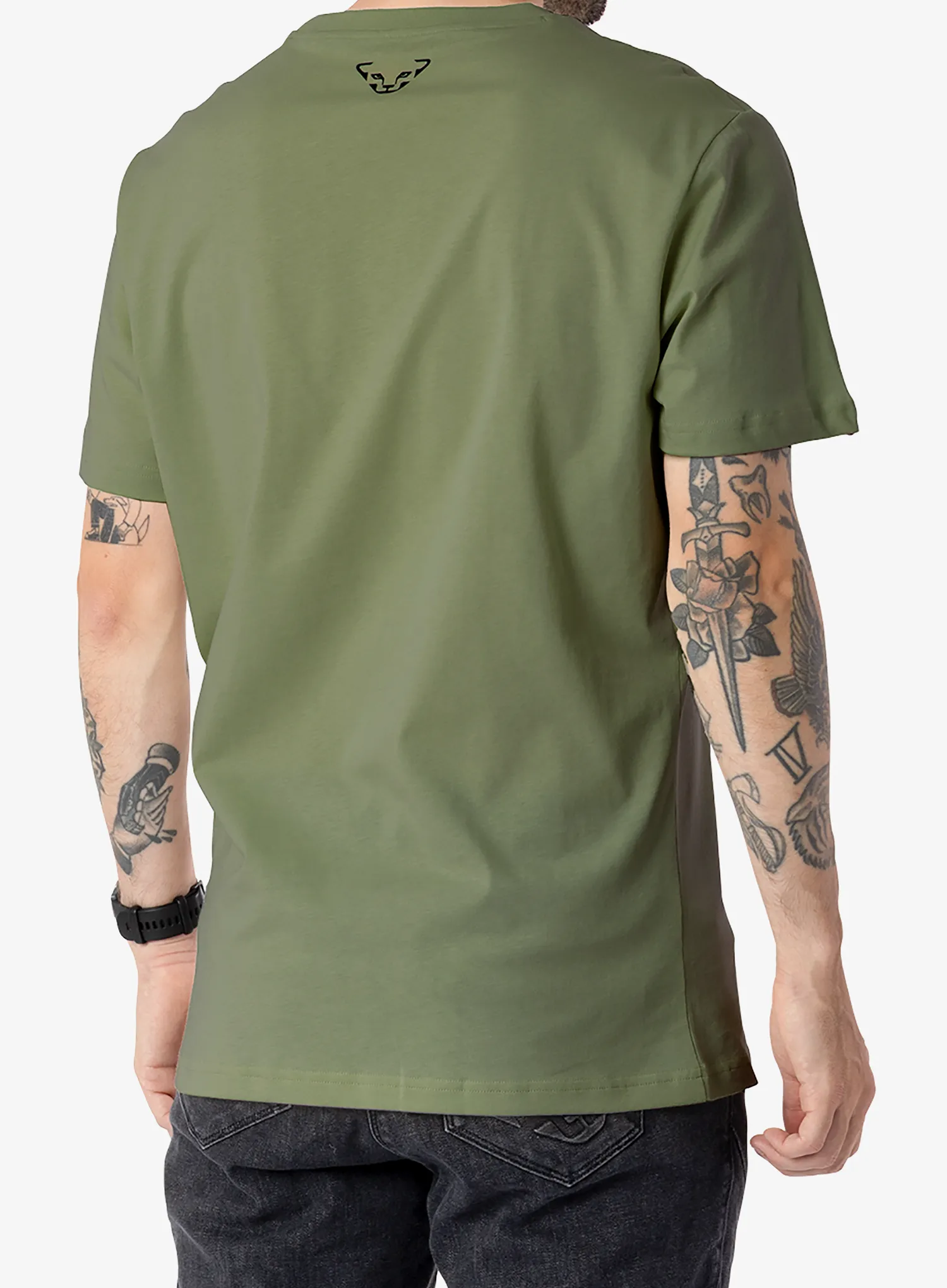 Medvilniniai marškinėliai Dynafit Graphic Cotton S/S Tee - military green/runners