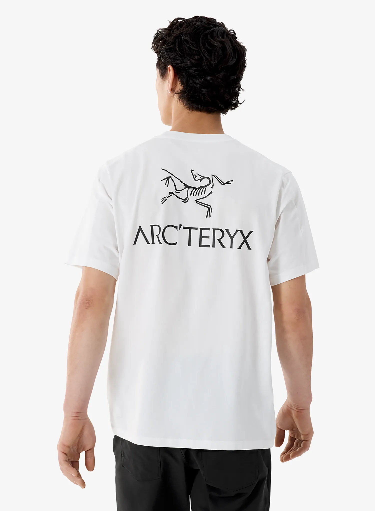 Medvilniniai marškinėliai Arcteryx Kragg SL Cotton Bird Word SS - white light/black