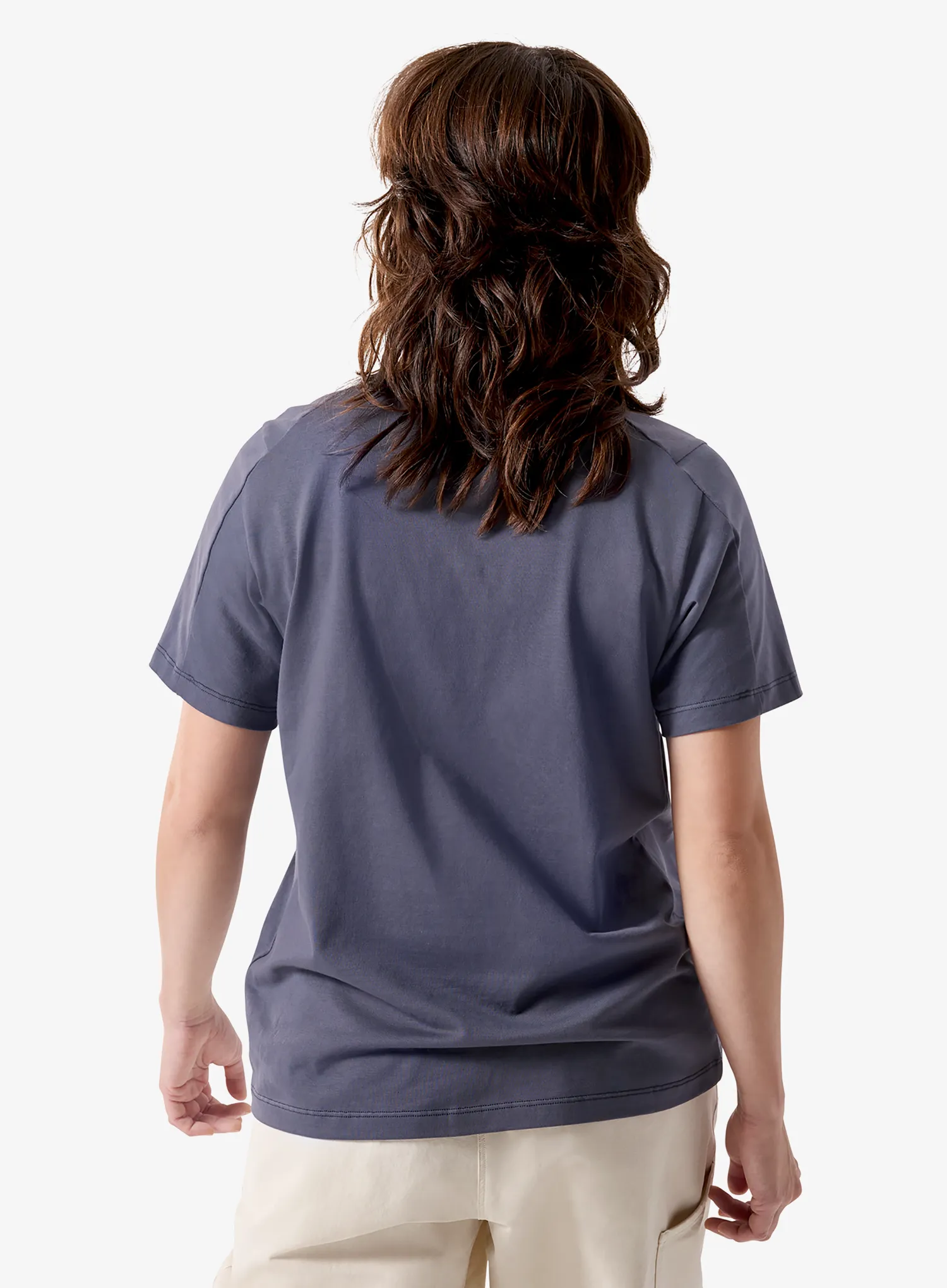 Moteriški marškinėliai Arcteryx Kragg SL Cotton Emblem Crew SS - dk stratus