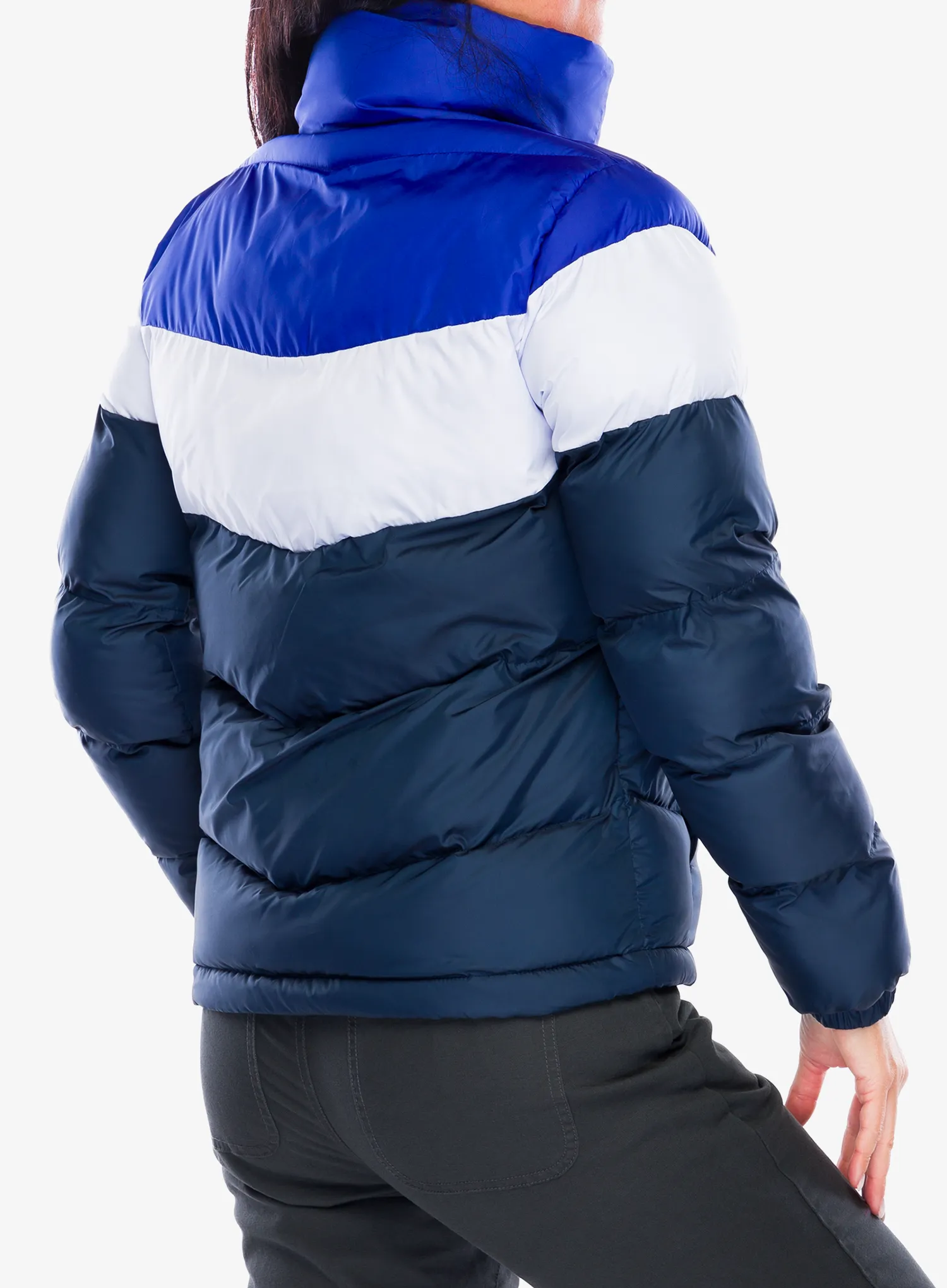Šilta moteriška striukė Columbia Puffect II Colorblock Jacket - collegiate navy/snowdrift/blue