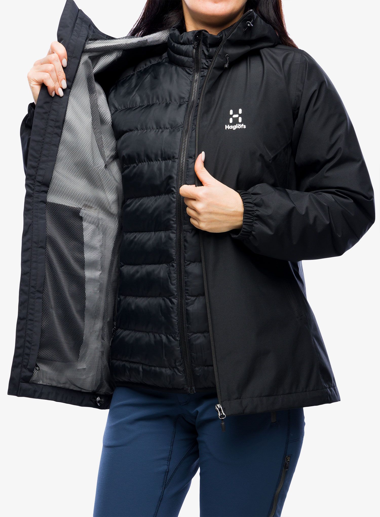 Moteriška 3in1 striukė Haglofs Eldstad 3-in-1 Mimic GTX Jacket - true black
