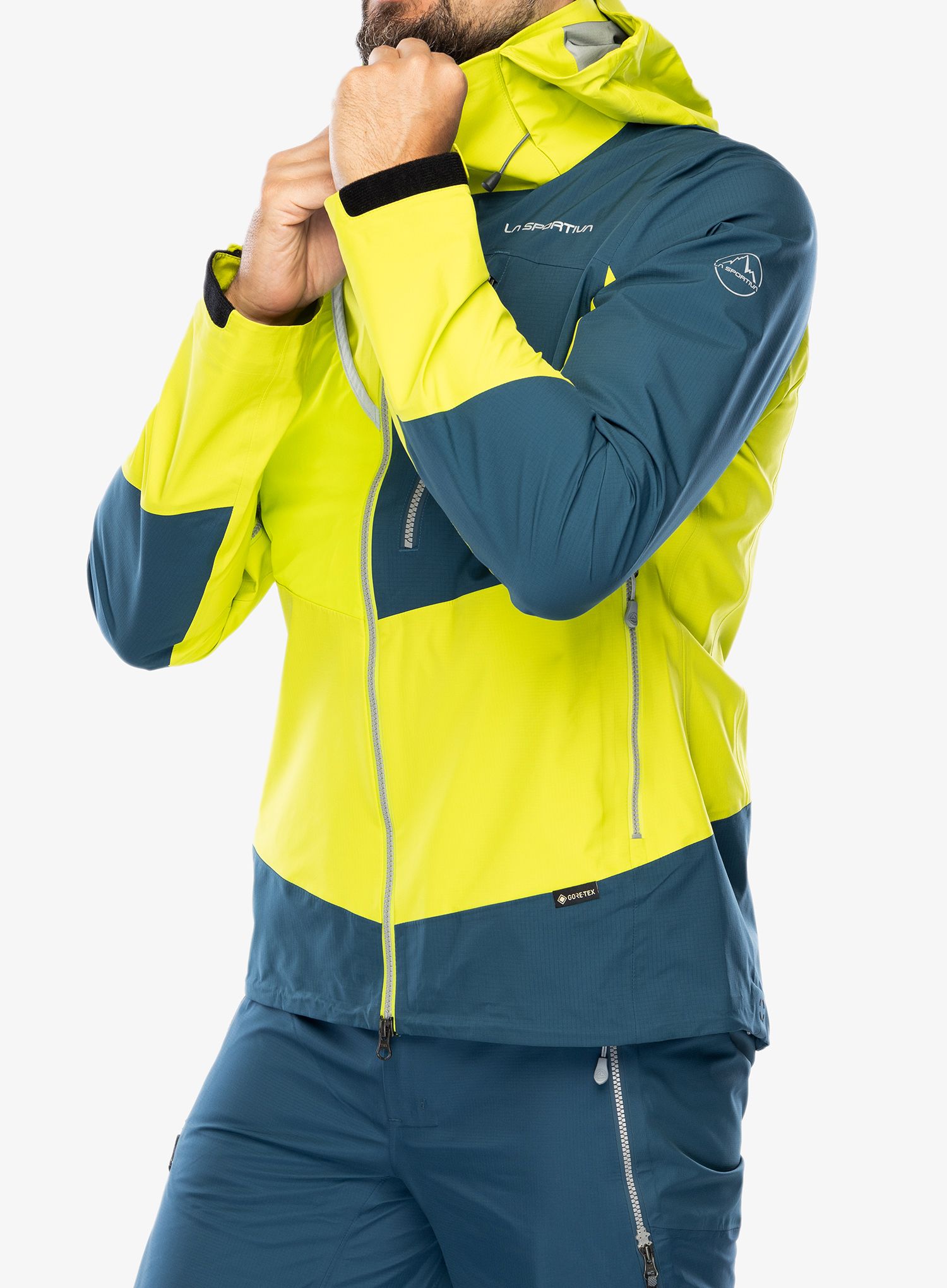 Striukė nuo lietaus La Sportiva Alpine Guide GTX Jacket - lime punch/storm blue