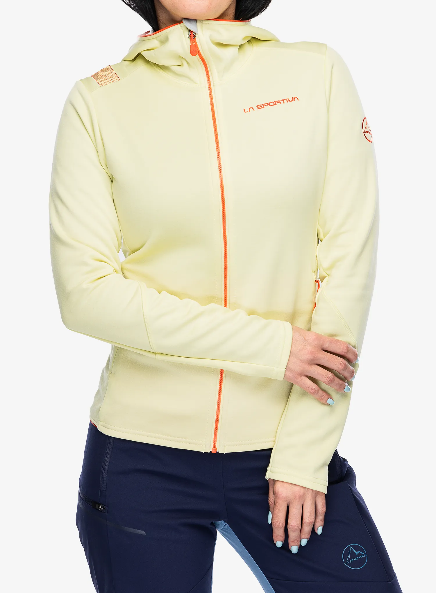 Džemperis su gobtuvu moteriškas La Sportiva Cosmic Hoody - zest/cherry tomato
