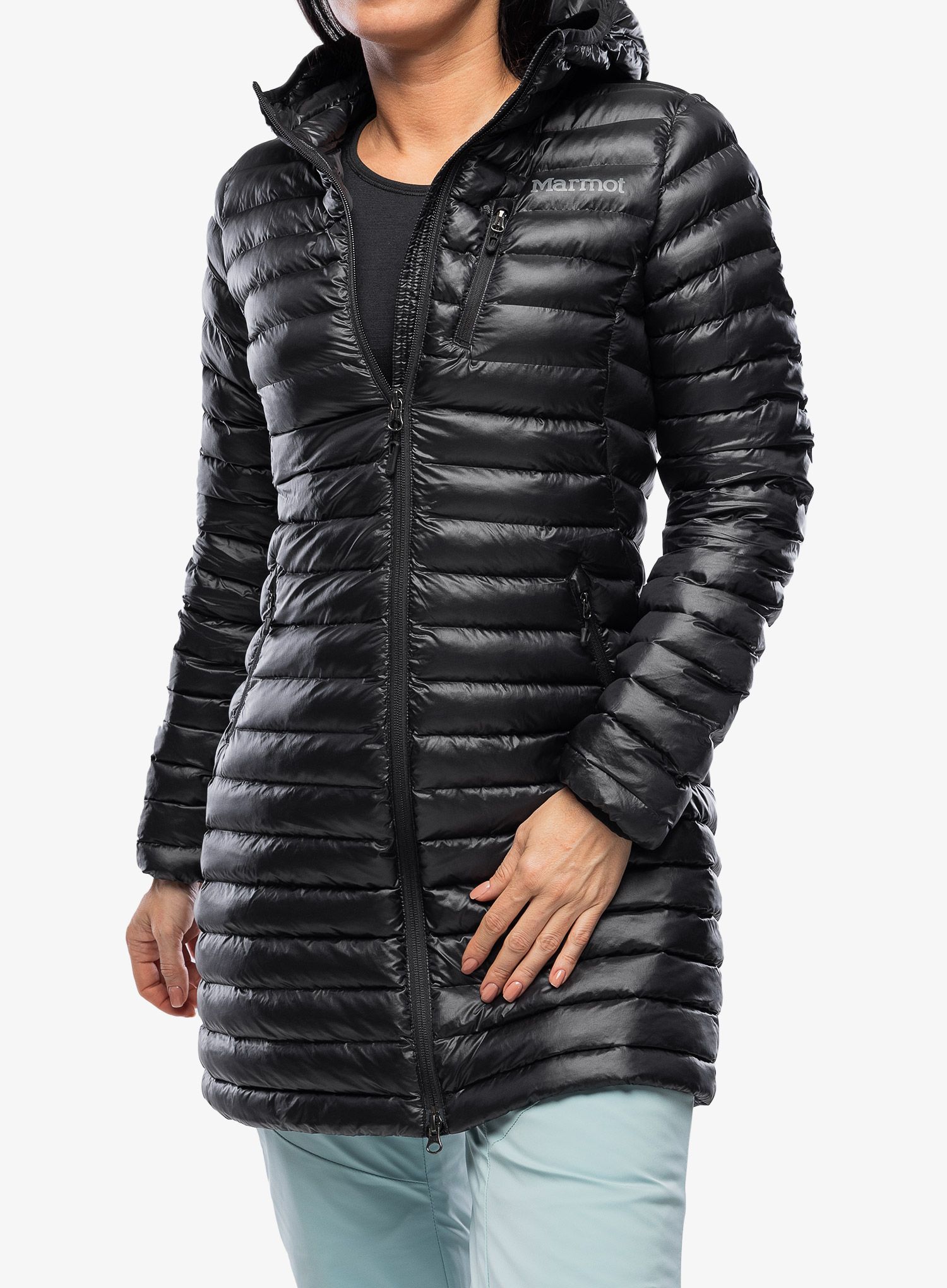 Moteriškas pūkinis paltas Marmot Long Avant Featherless Hoody - black