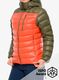 Pūkinė striukė moterims Norrona Lyngen Down850 Hood - olive night/orange alert