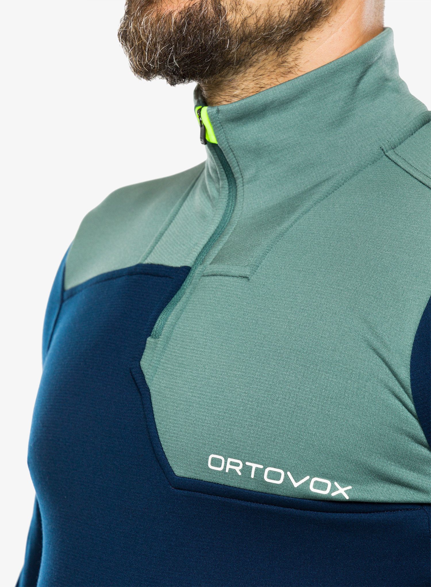 Vyriškas termo džemperis Ortovox Fleece Light Zip Neck - deep ocean
