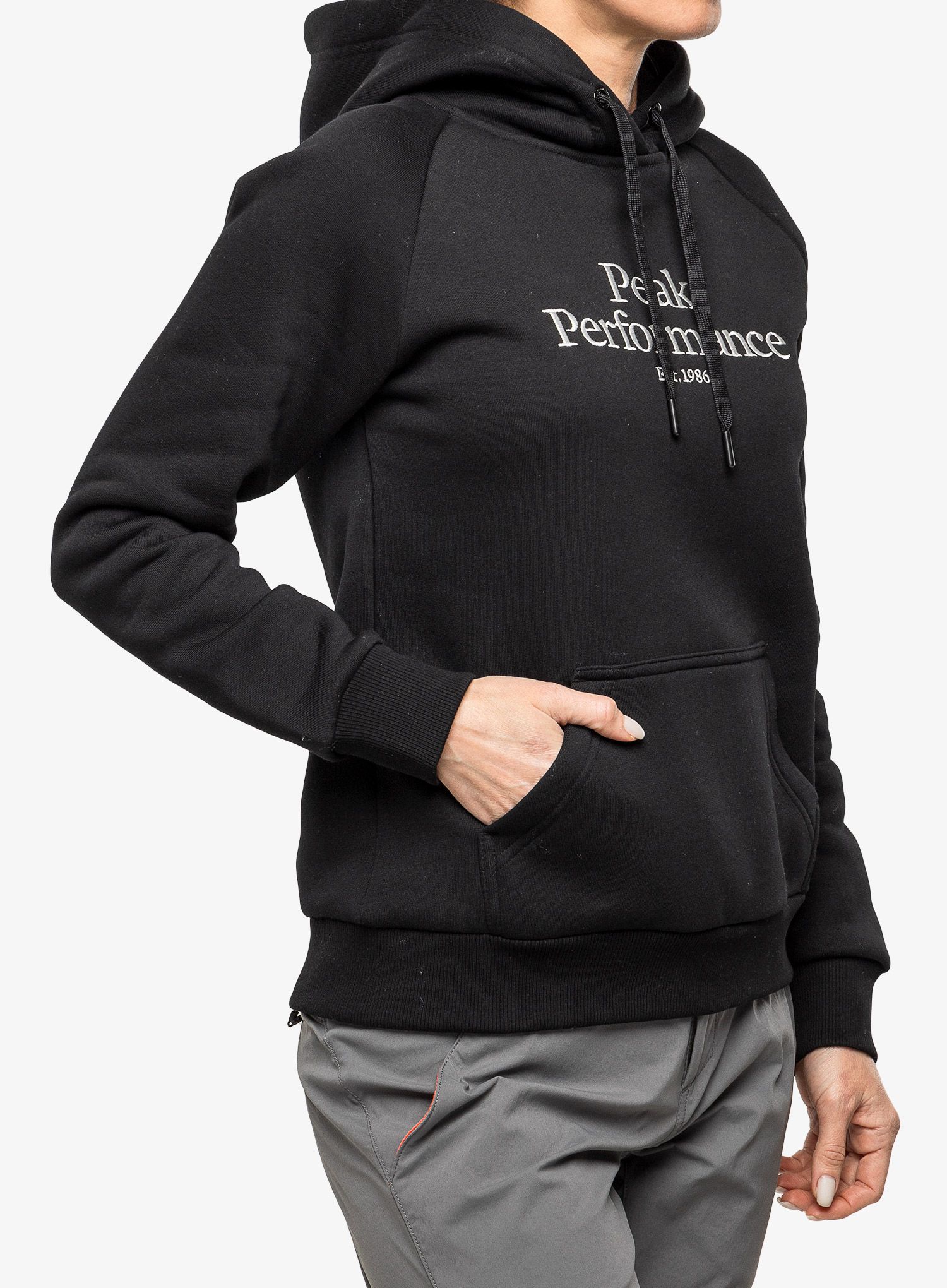 Džemperis su gobtuvu moteriškas Peak Performance Original Hood - black