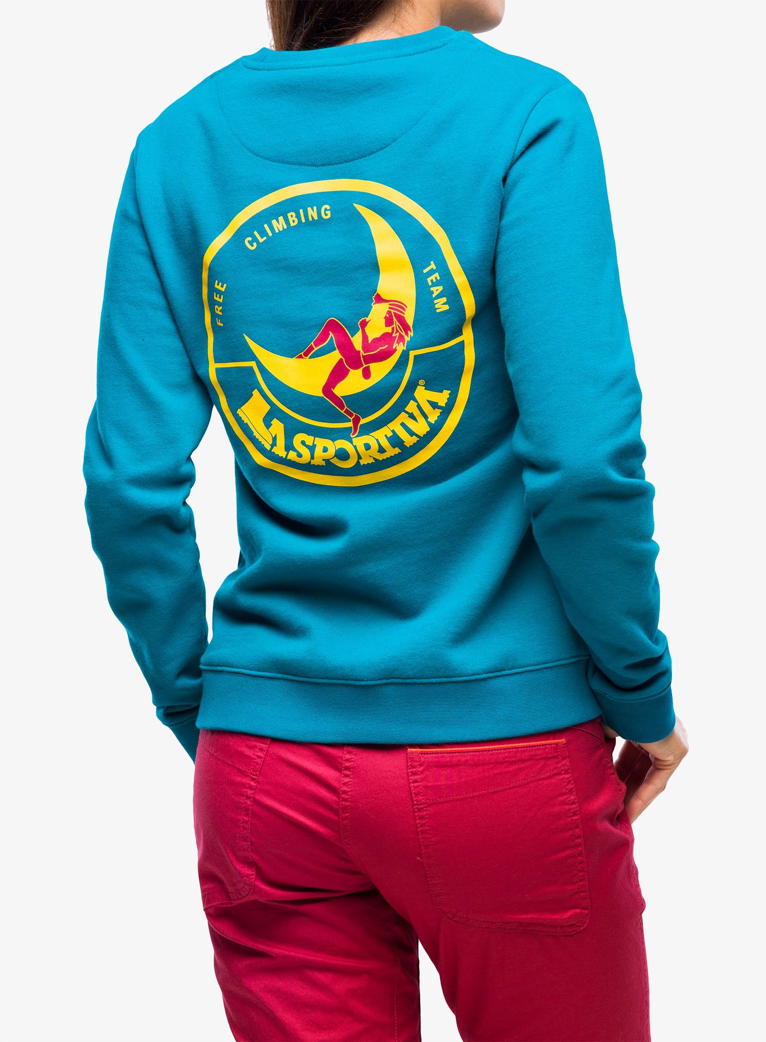 Moteriškas laipiojimo džemperis La Sportiva Climbing on the Moon Sweatshirt - turchese/giallo