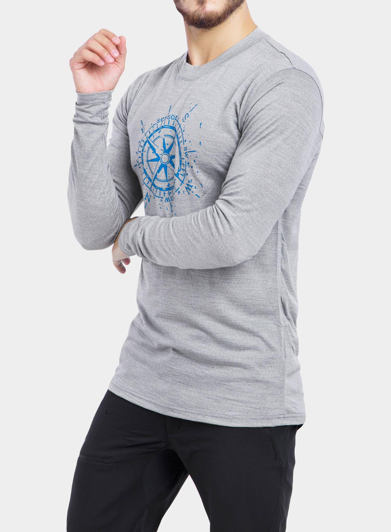 Vyriškas termoaktyvus džemperis Sensor Merino Active PT Tee L/S - grey compass