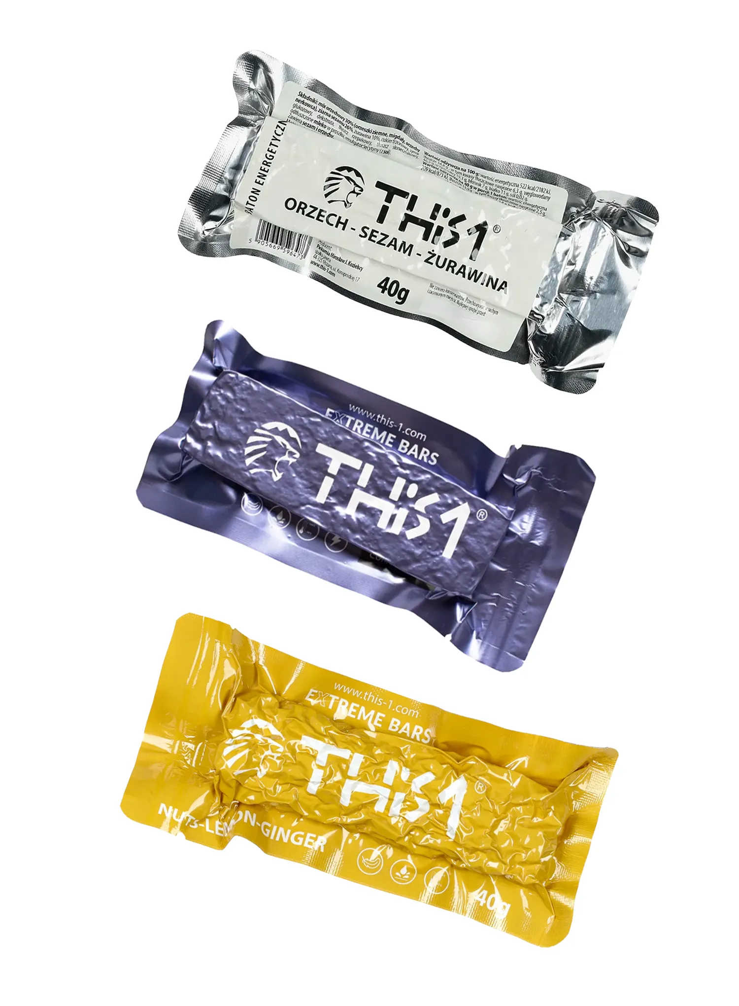 Energetinis batonėlis This-1 Energy 3 pack - nuts/lemon/ginger, nuts/sesame/cranberry, nuts/black currant