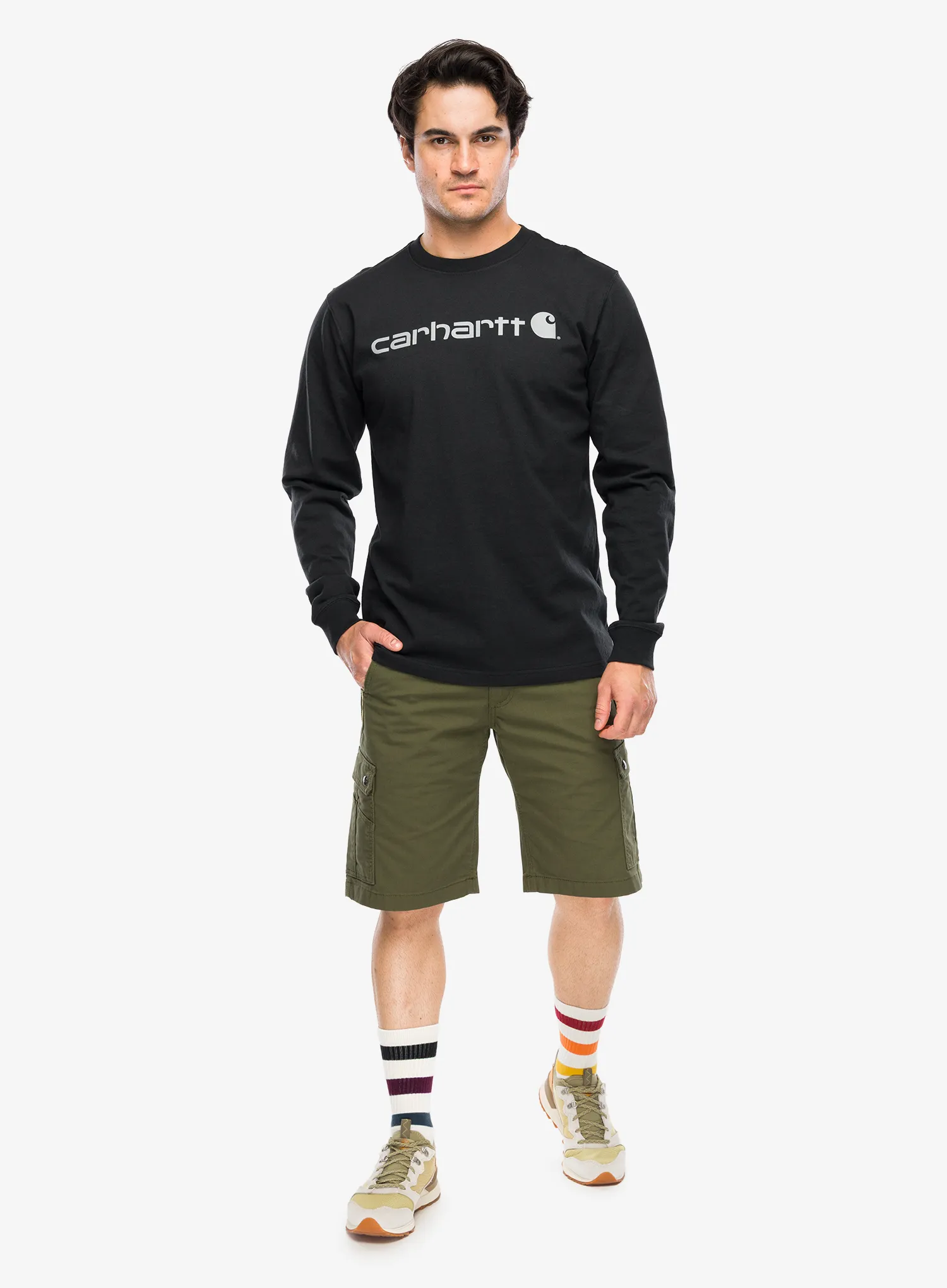 Džemperis Carhartt Dearborn Relaxed LS Logo T-Shirt - black/gray