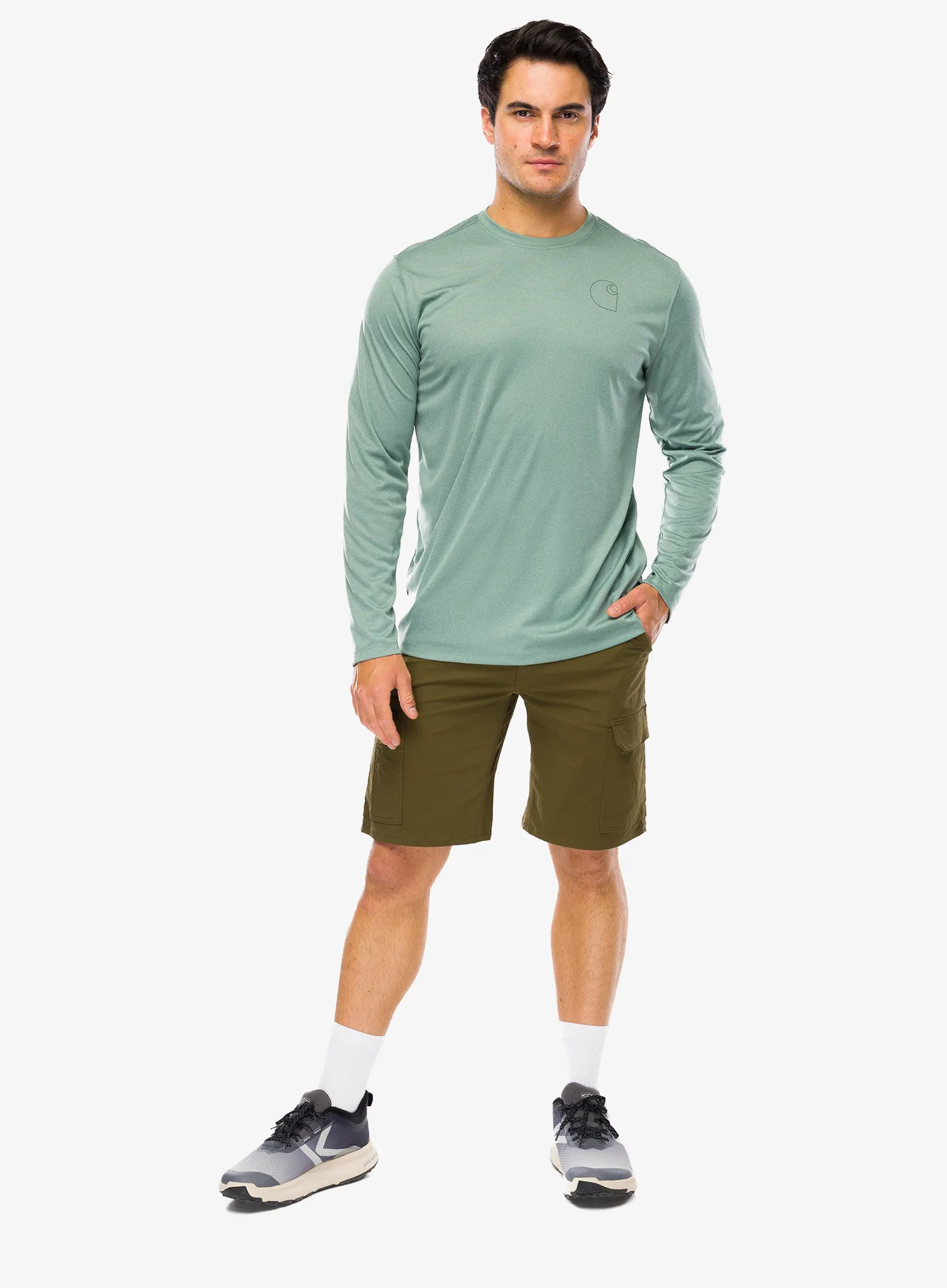Džemperis Carhartt Force Sun Defender Relaxed LS Logo T-Shirt - green slate heather