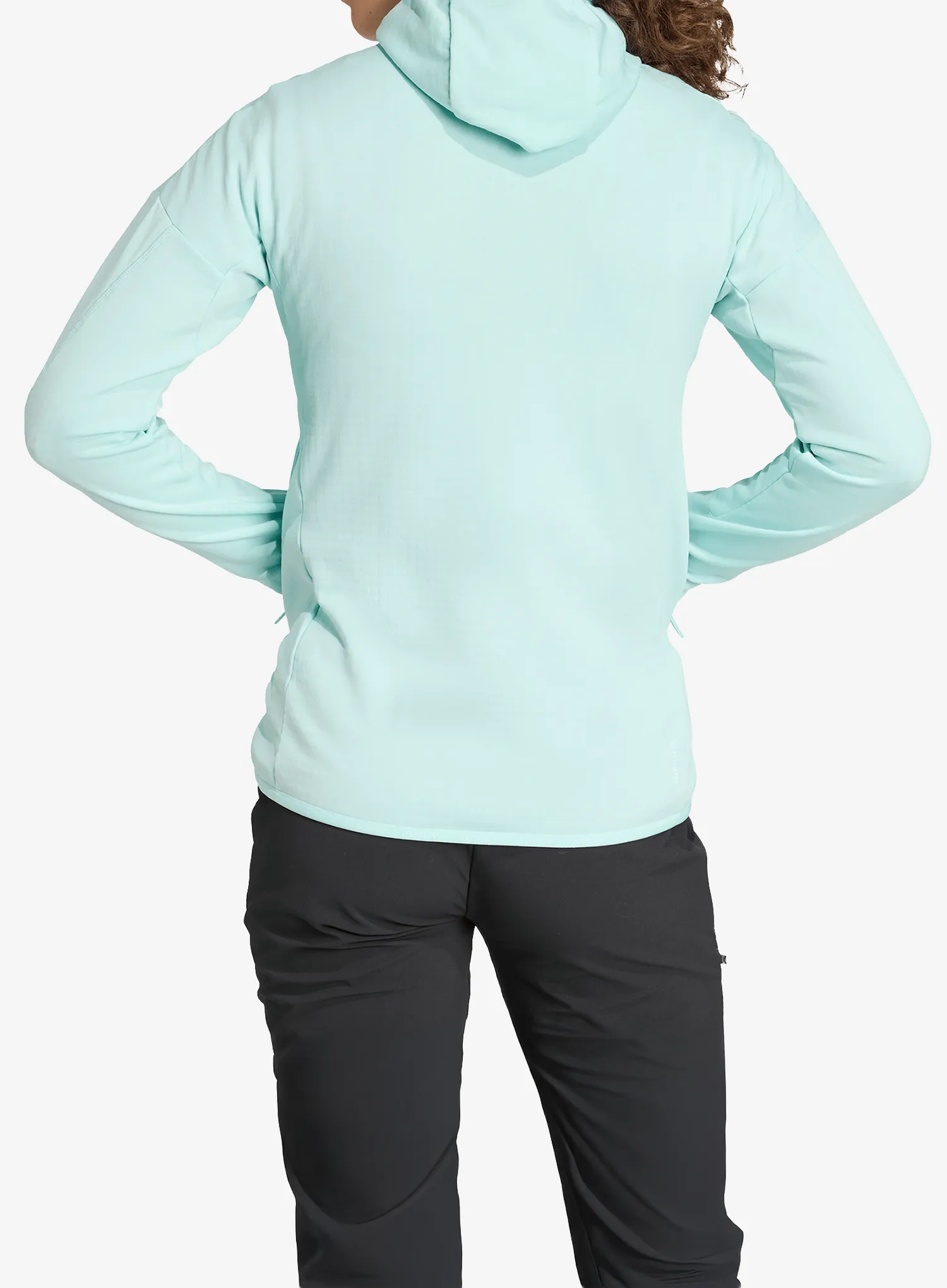 Džemperis moterims adidas TERREX Techrock CLIMAWARM+ Wind Hooded Fleece Jacket - semi flash aqua