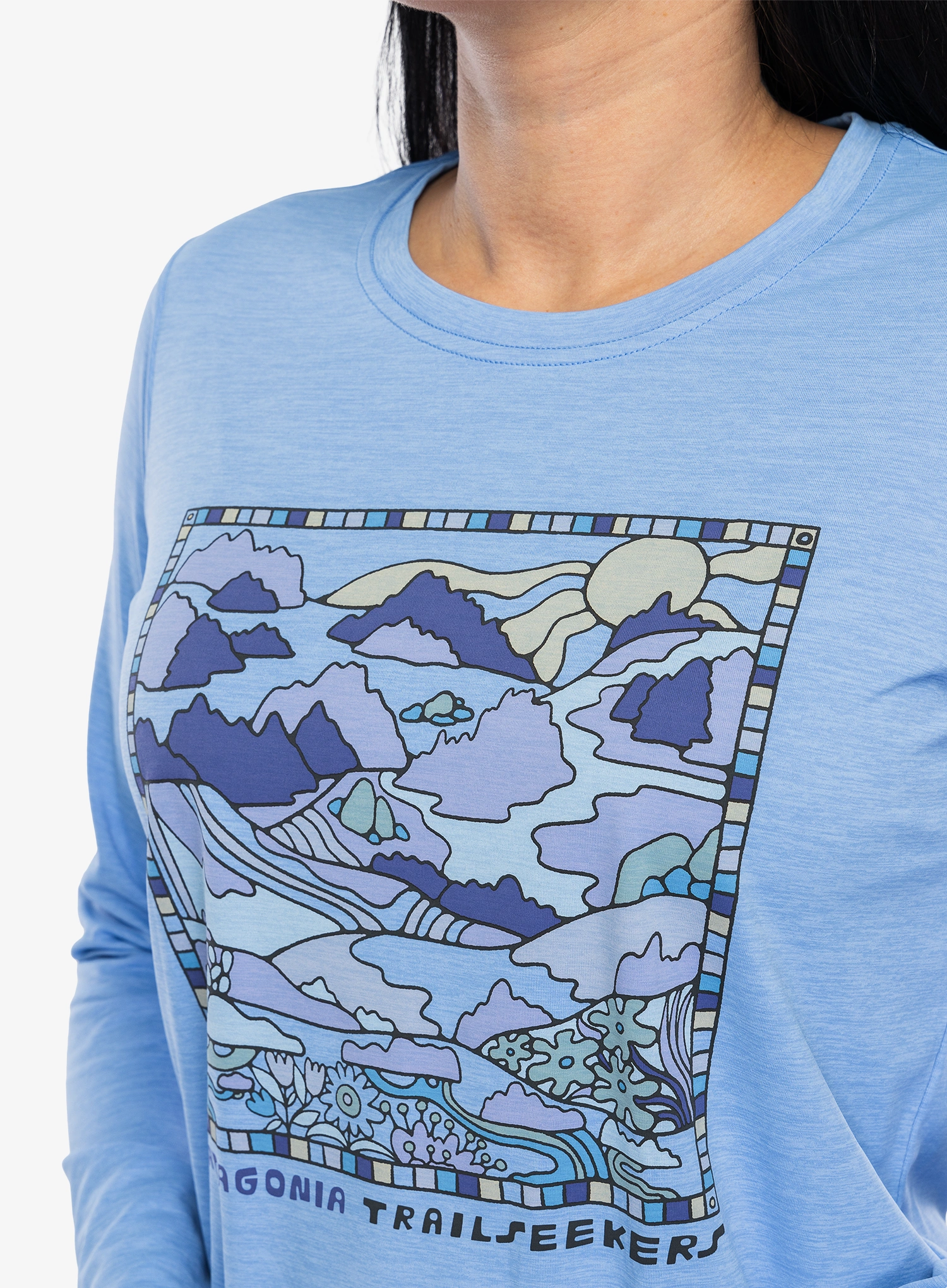 Džemperis moterims Patagonia L/S Cap Cool Daily Graphic Shirt Lands - trailseekers/abundant blue