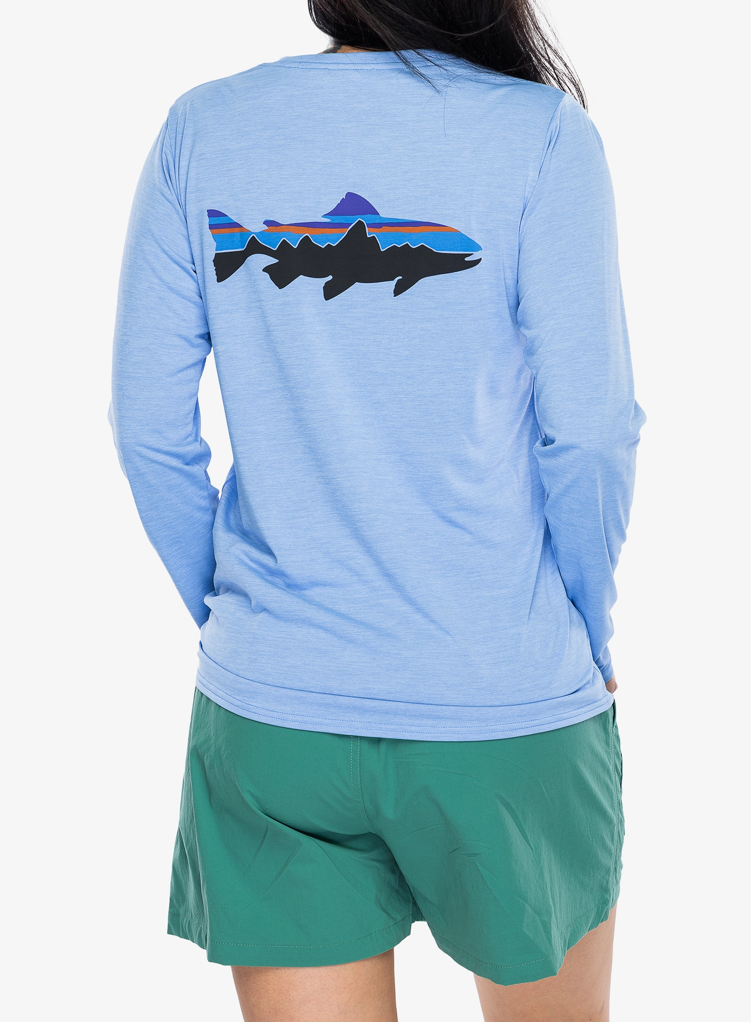 Džemperis moterims Patagonia L/S Cap Cool Daily Graphic Shirt Waters - fitz roy trout/abundant blue