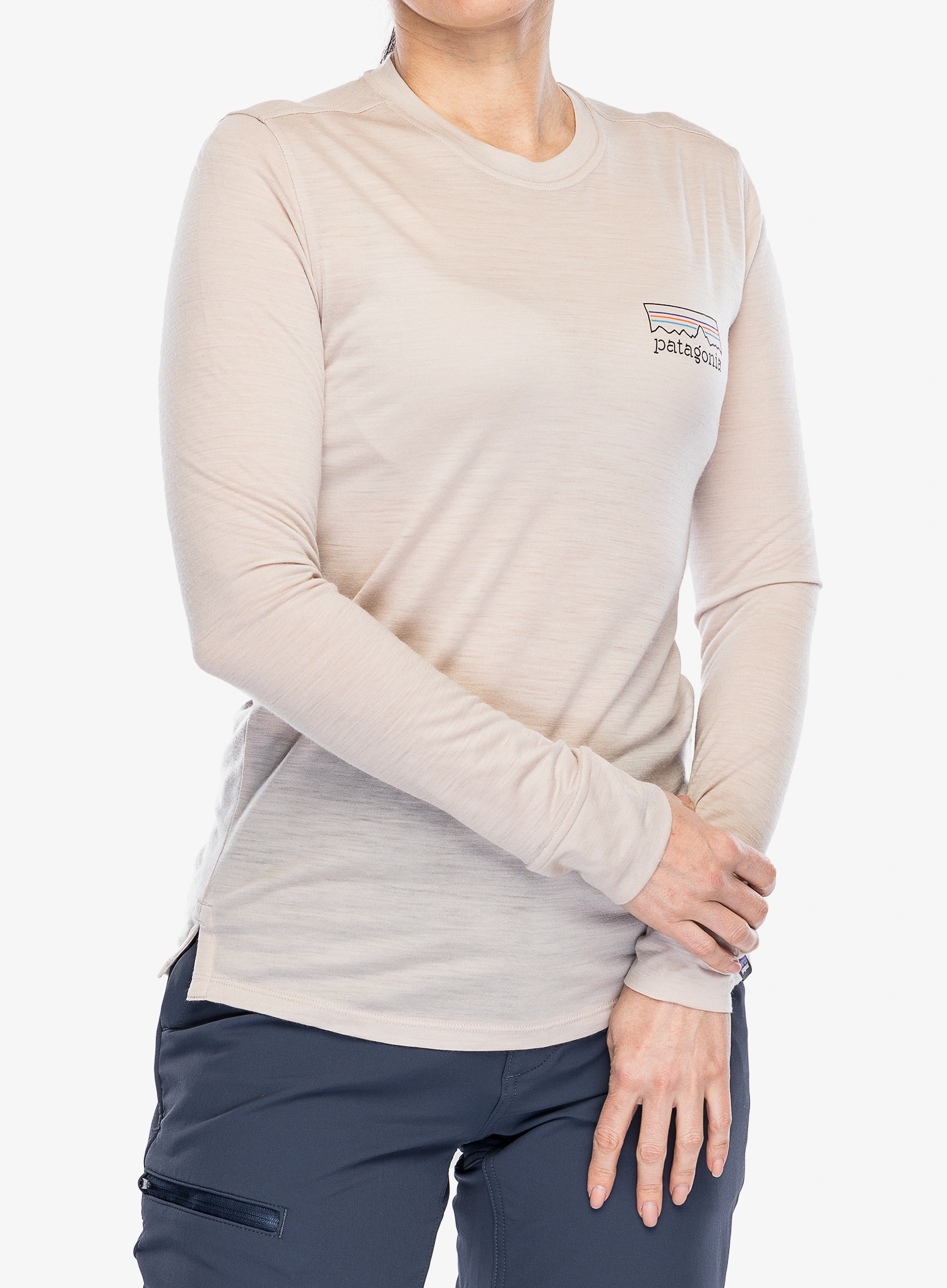 Džemperis moterims Patagonia L/S Cap Cool Merino Graphic - fitz roy strata/shroom taupe