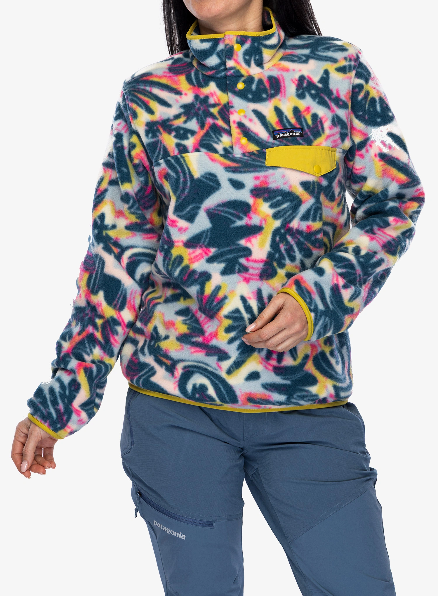Džemperis moterims Patagonia Lightweight Synch Snap-T Pullover - wild botanist/tidal teal
