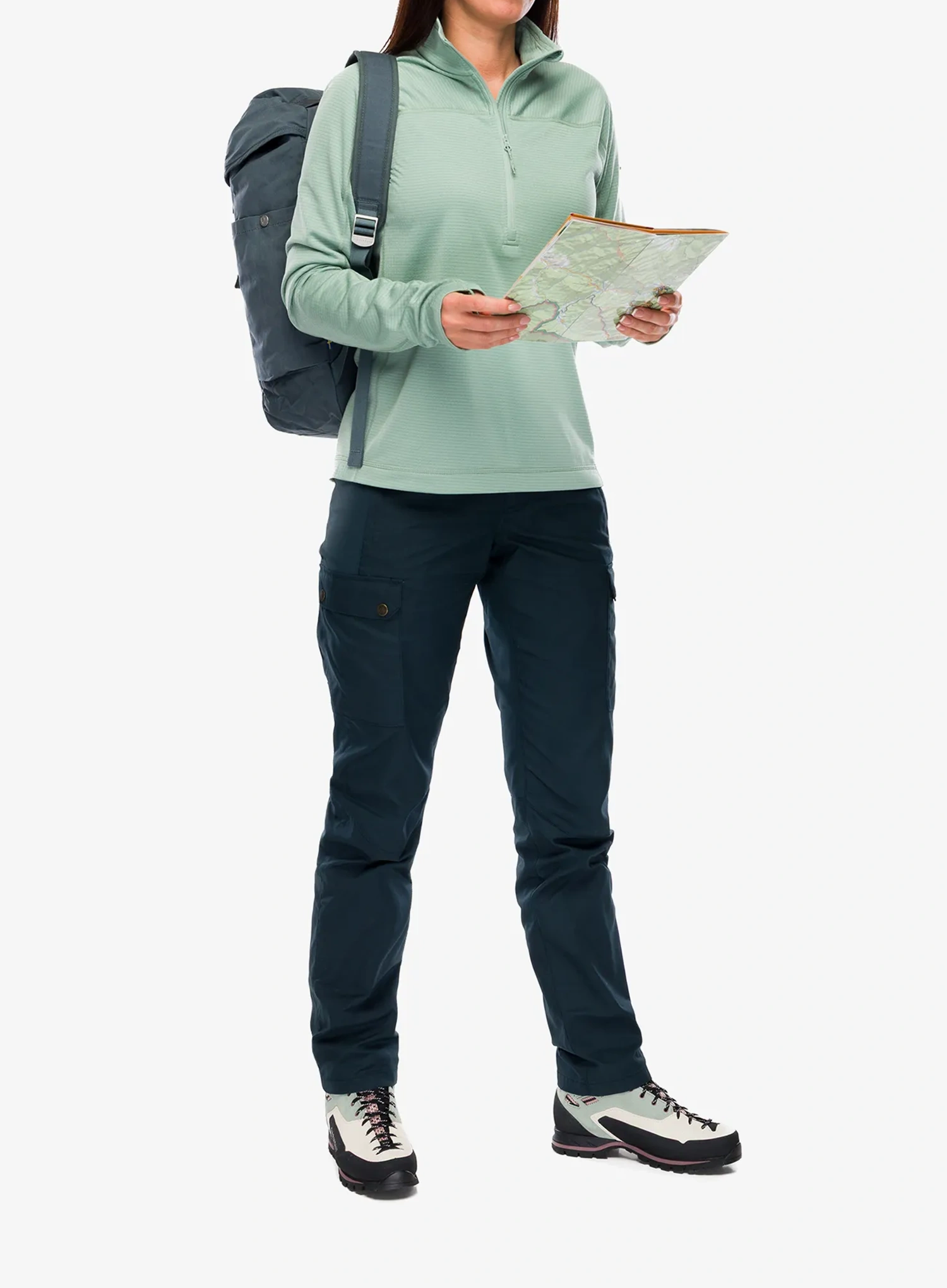 Džemperis moterims Fjallraven Abisko Lite Fleece Half Zip - misty green