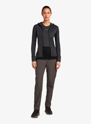 Džemperis moterims Icebreaker Merino 200 Realfleece Descender LS Zip Hoodie - jet hthr/black/cb