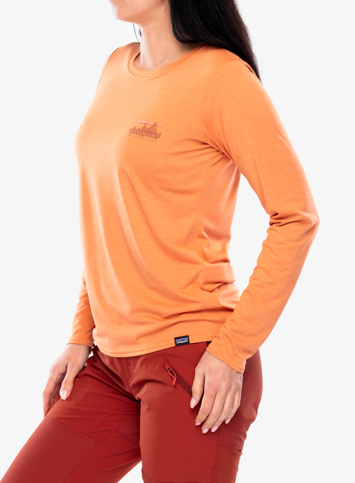 Džemperis moterims Patagonia L/S Capilene Cool Daily Graphic Shirt - 73 skyline/rock melon