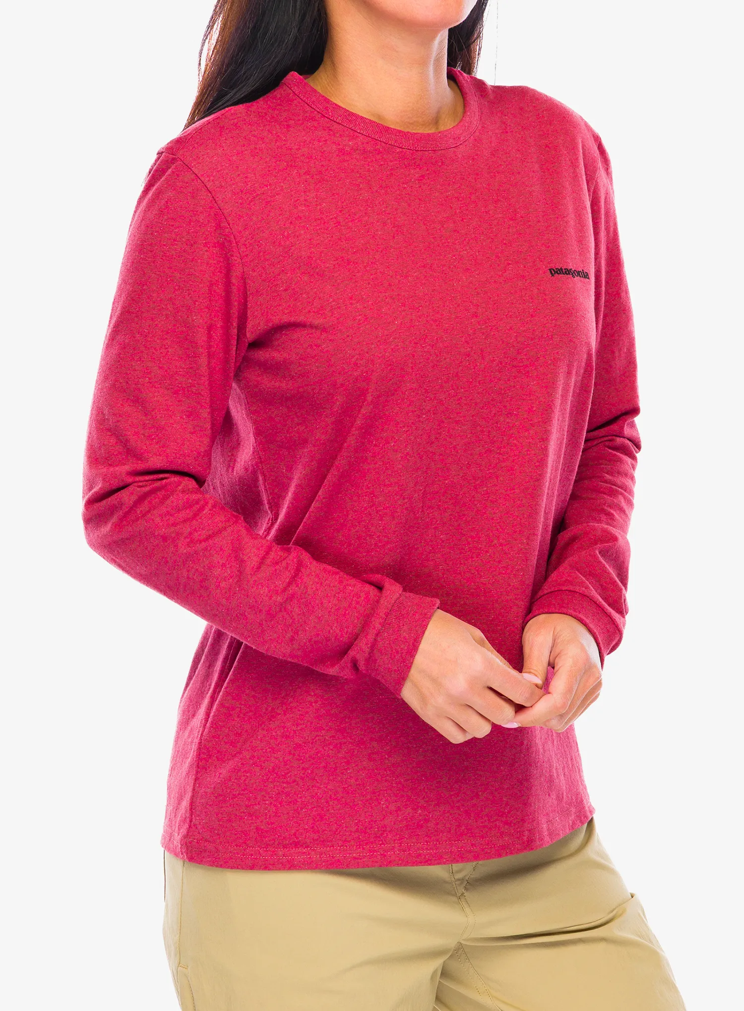 Džemperis moterims Patagonia L/S P-6 Logo Responsibili-Tee - potters red
