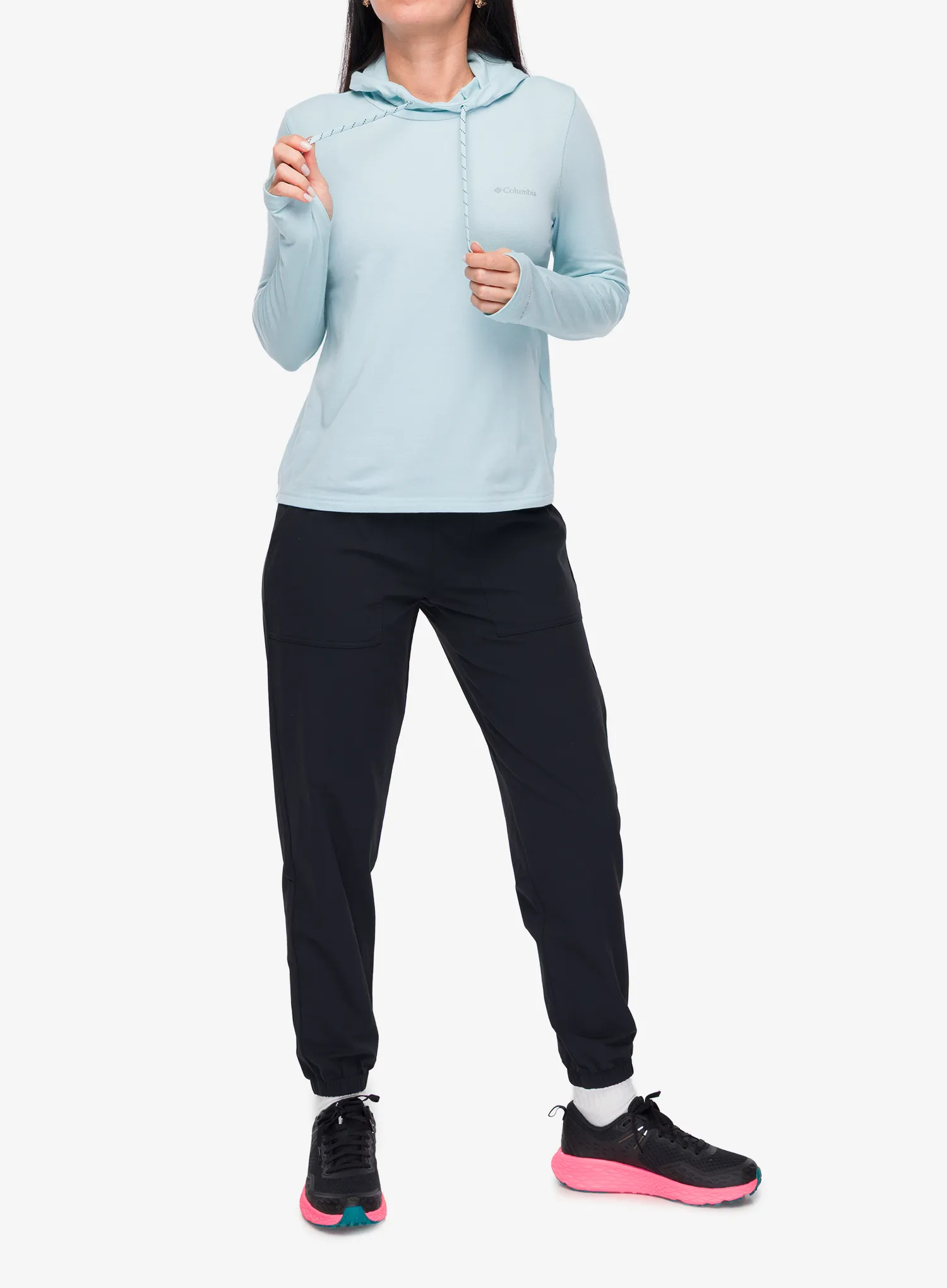 Moteriškas džemperis su gobtuvu Columbia EU Sun Trek LS Hoodie - marine light