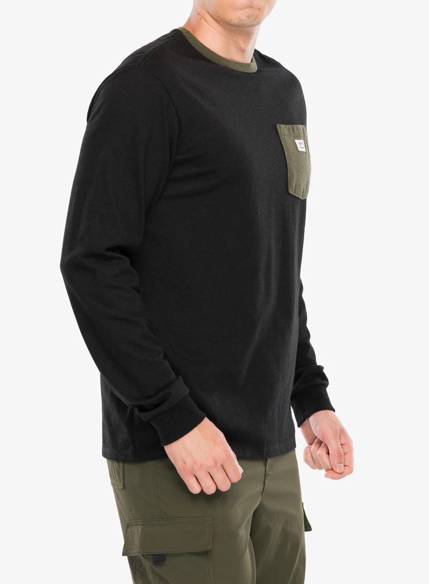 Džemperis Patagonia L/S Shop Sticker Pocket Responsibili-Tee - black/basin green