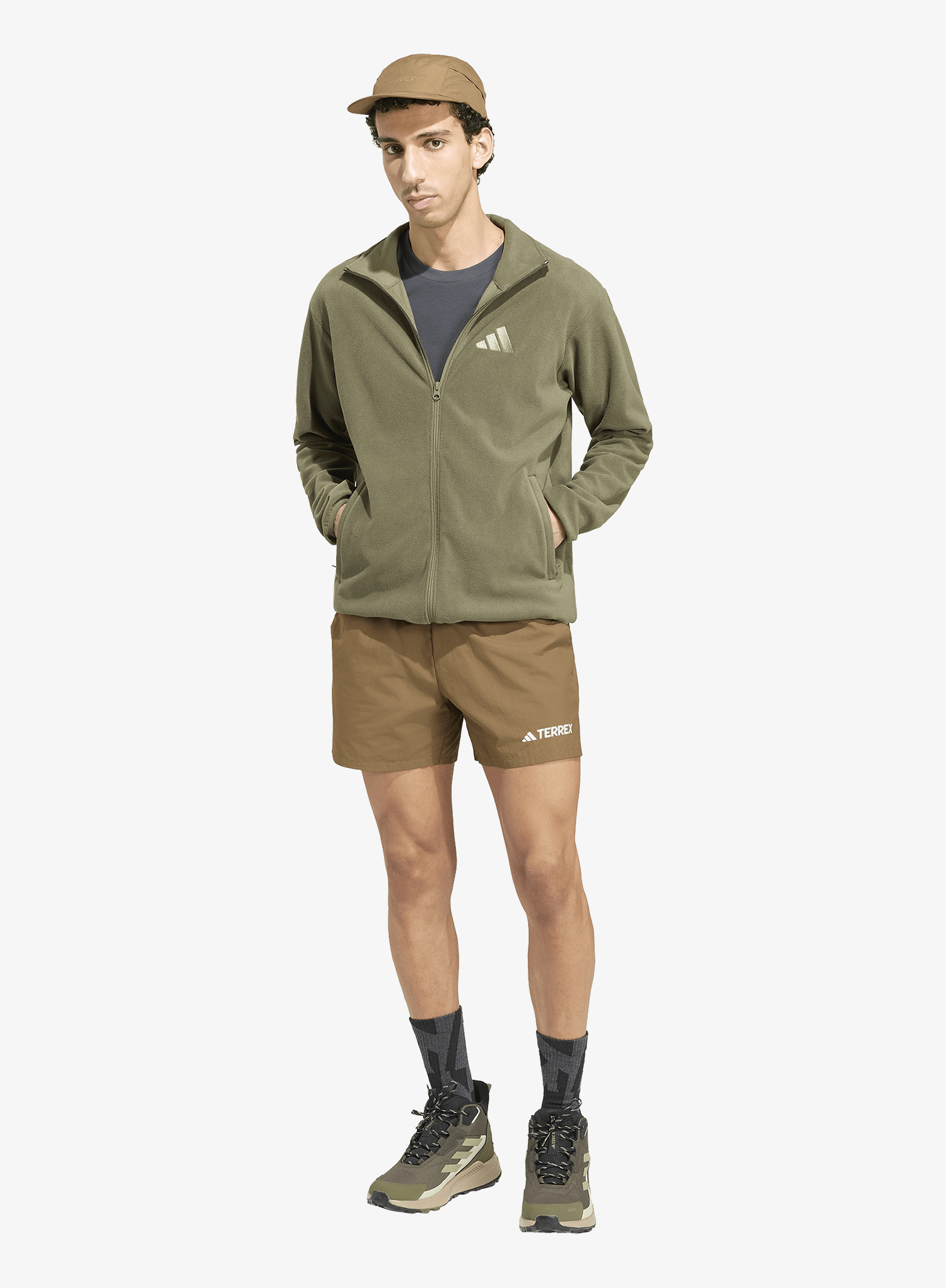 Flisinis džemperis adidas TERREX Multi Essentials Full Zip Fleece Jacket - olive strata