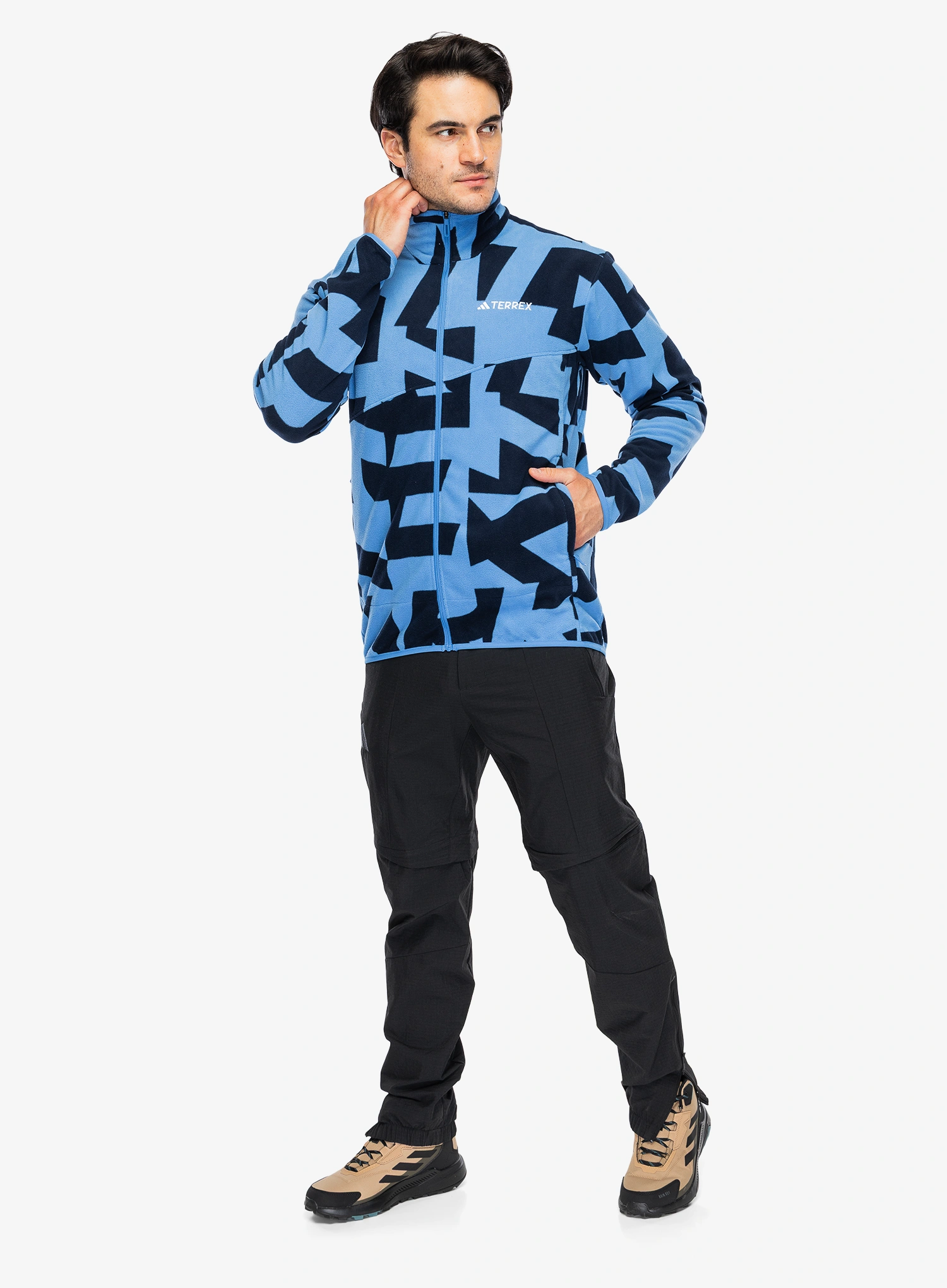 Flisinis džemperis adidas TERREX Multi Printed Full-Zip Fleece Jacket - ray blue/legend ink