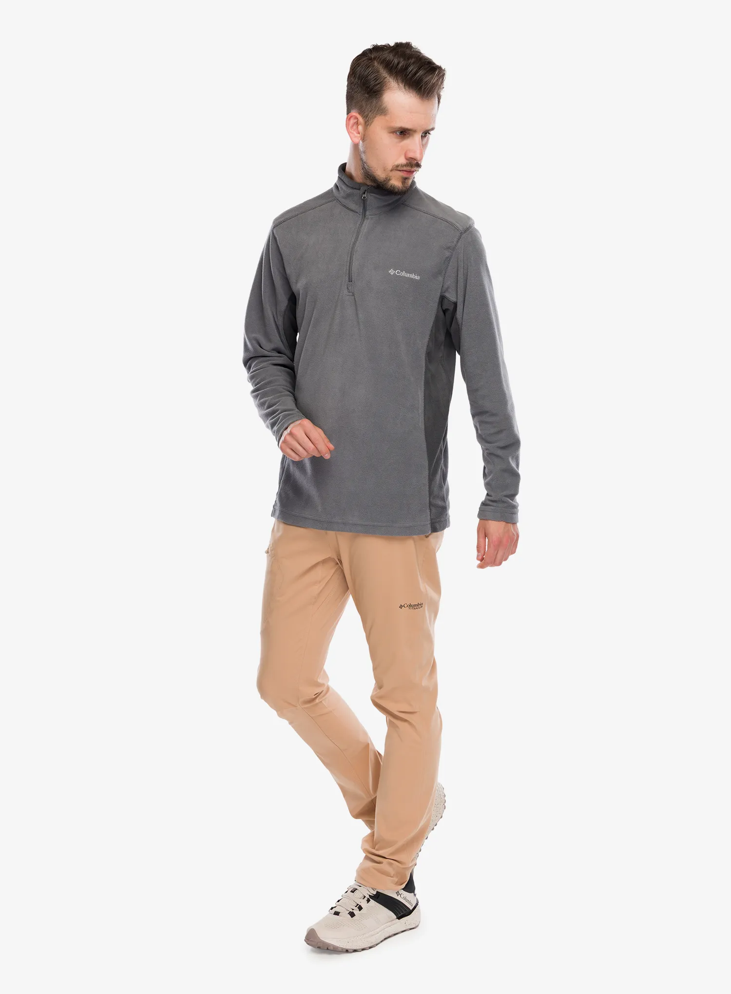 Flisinis džemperis Columbia Klamath Range II 1/2 Zip - city grey/shark