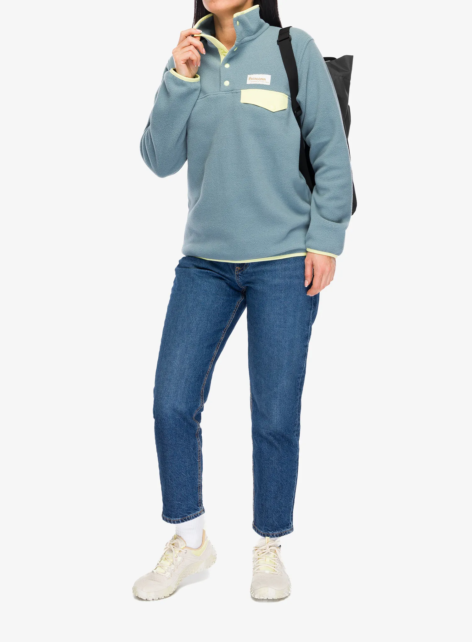 Flisinis džemperis moterims Patagonia Lightweight Synch Snap-T Pullover - blue sage