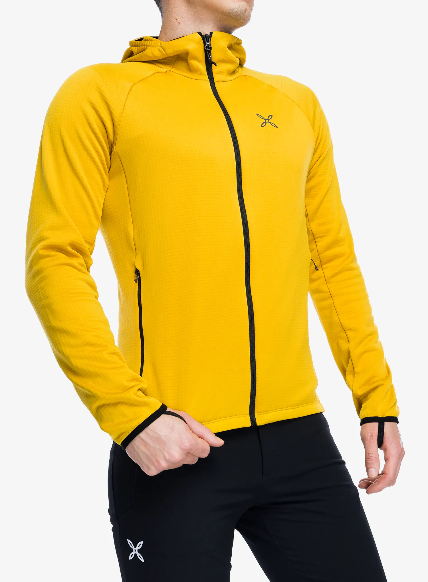 Flisinis džemperis Montura Fadis Grid Hooded Maglia - mustard