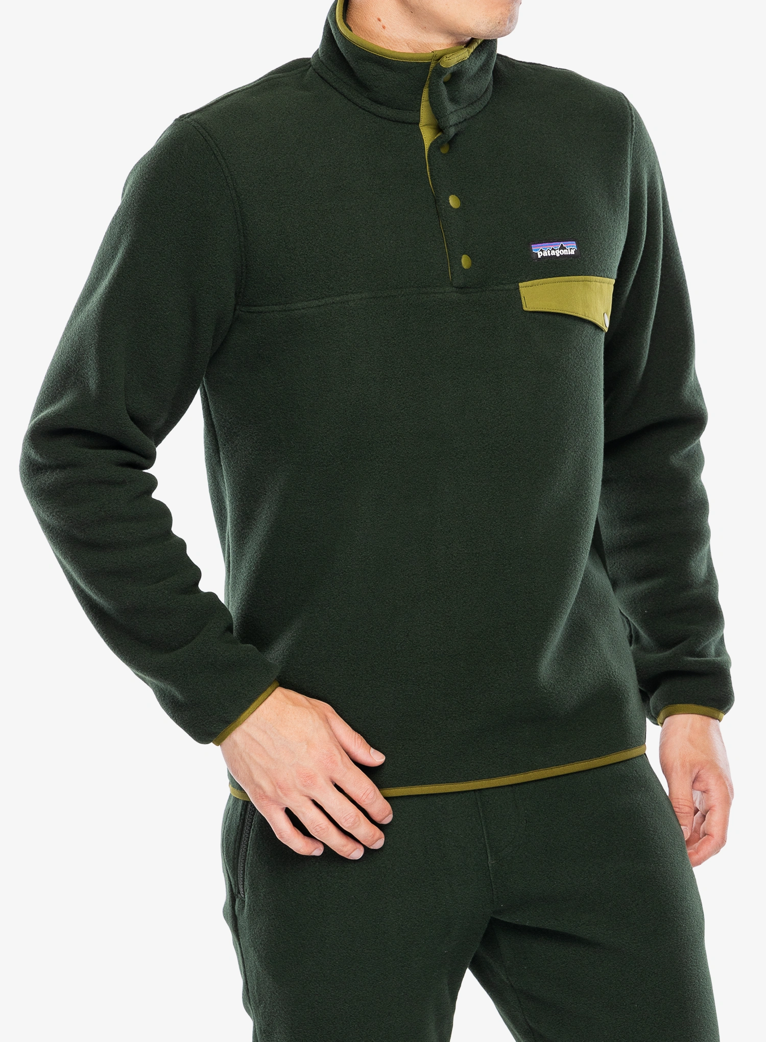 Flisinis džemperis Patagonia Lightweight Synch Snap-T Pullover - old growth green