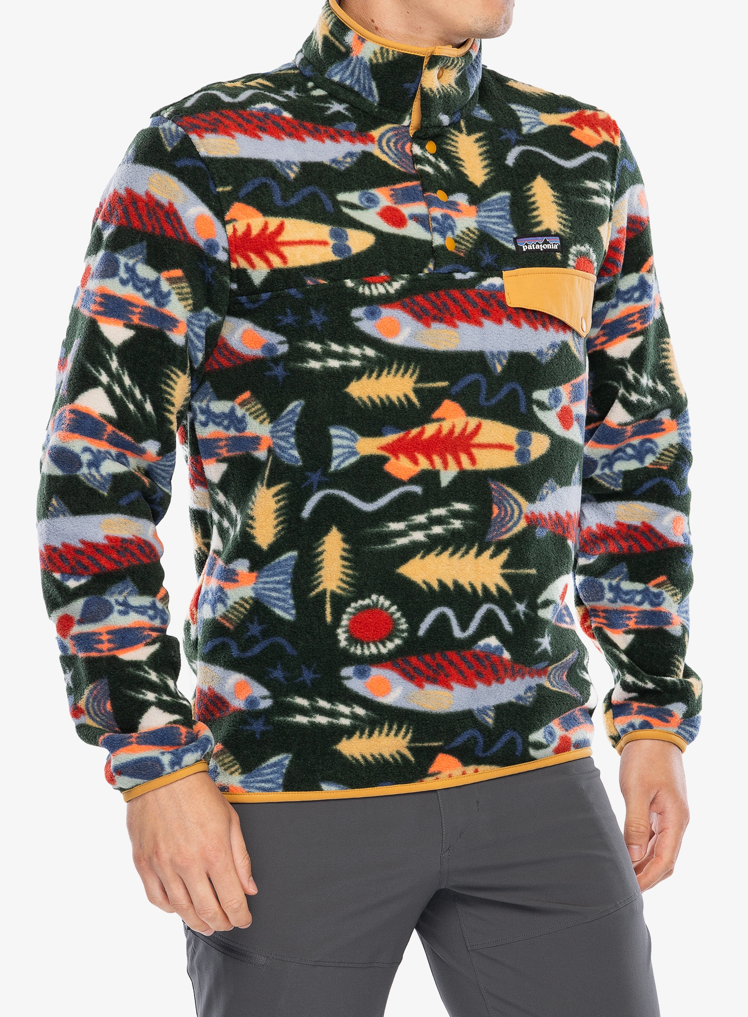Flisinis džemperis Patagonia Lightweight Synch Snap-T Pullover - salmon energy/old green