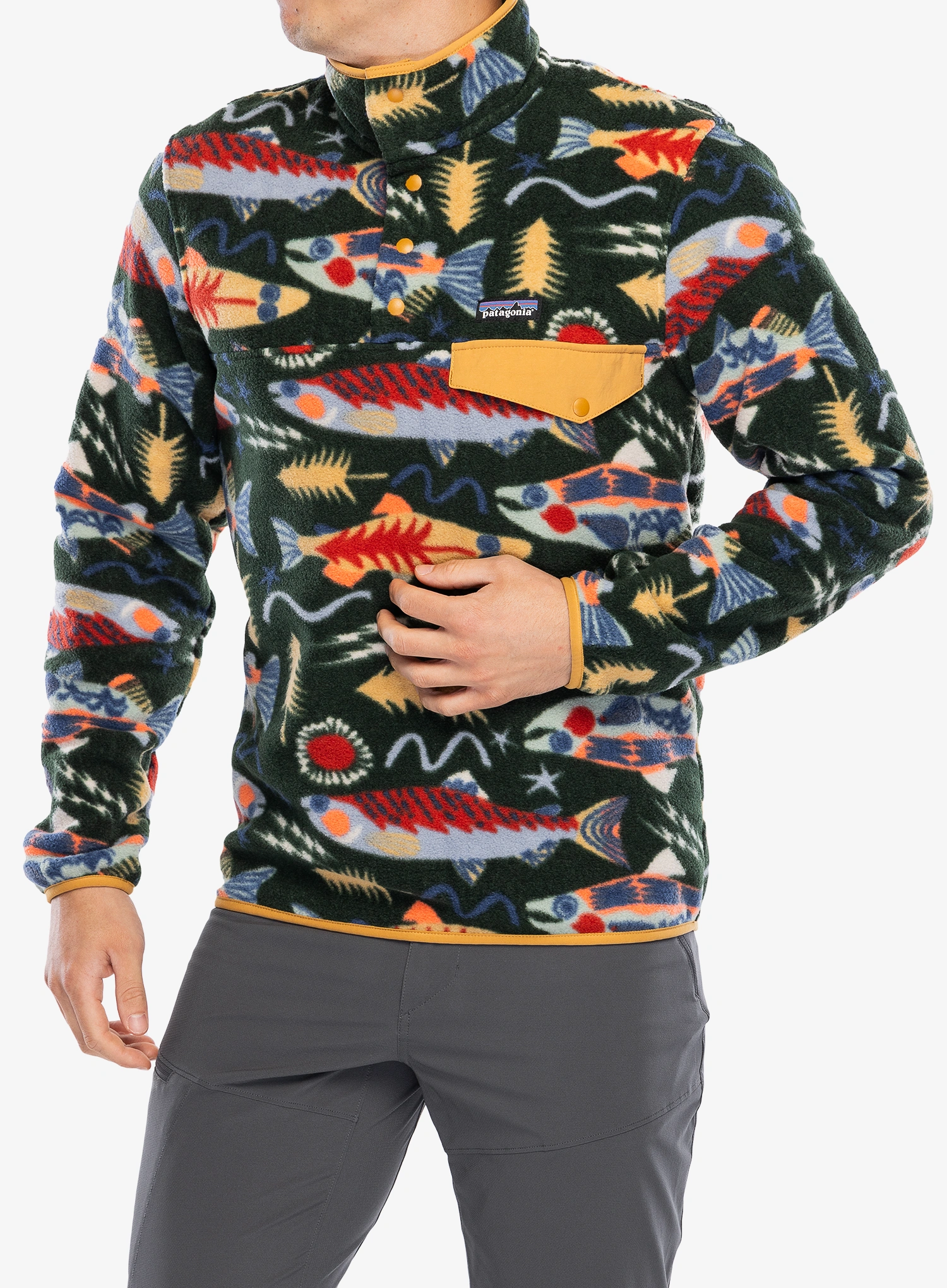 Flisinis džemperis Patagonia Lightweight Synch Snap-T Pullover - salmon energy/old green