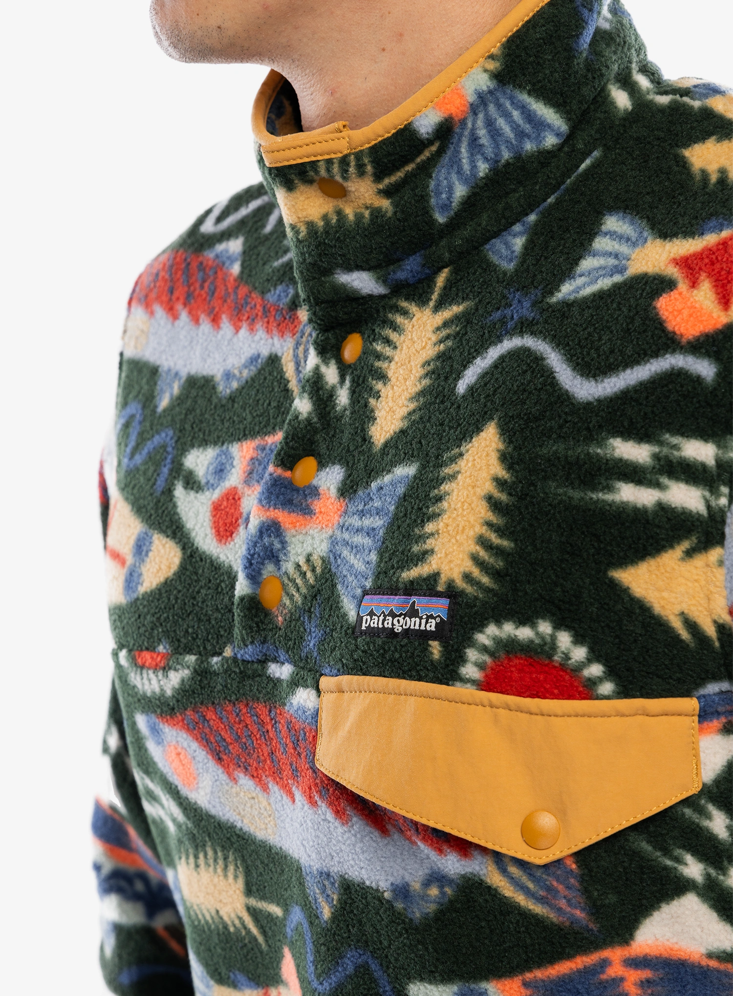 Flisinis džemperis Patagonia Lightweight Synch Snap-T Pullover - salmon energy/old green