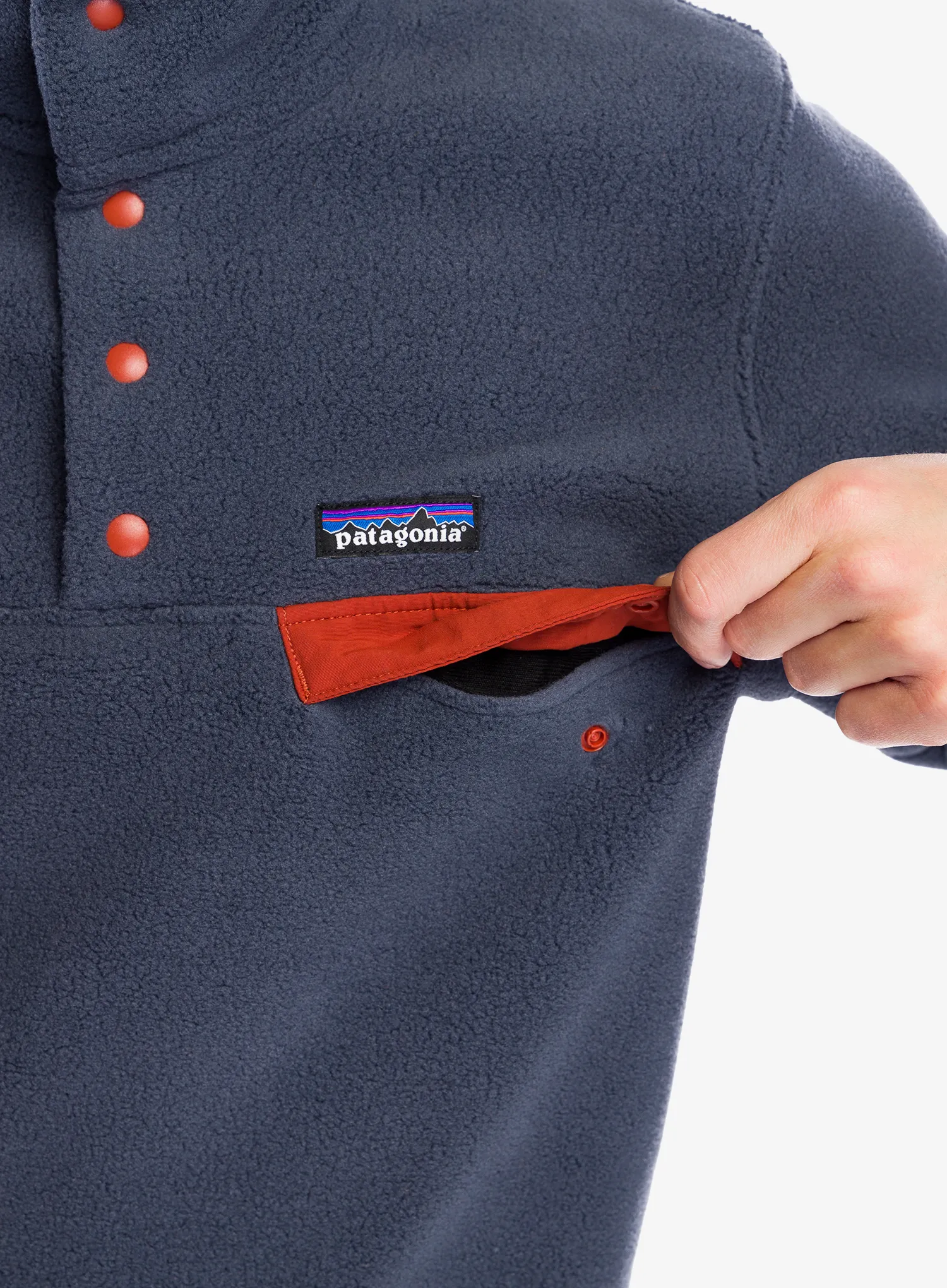 Flisinis džemperis Patagonia Lightweight Synch Snap-T Pullover - smolder blue/burnished red