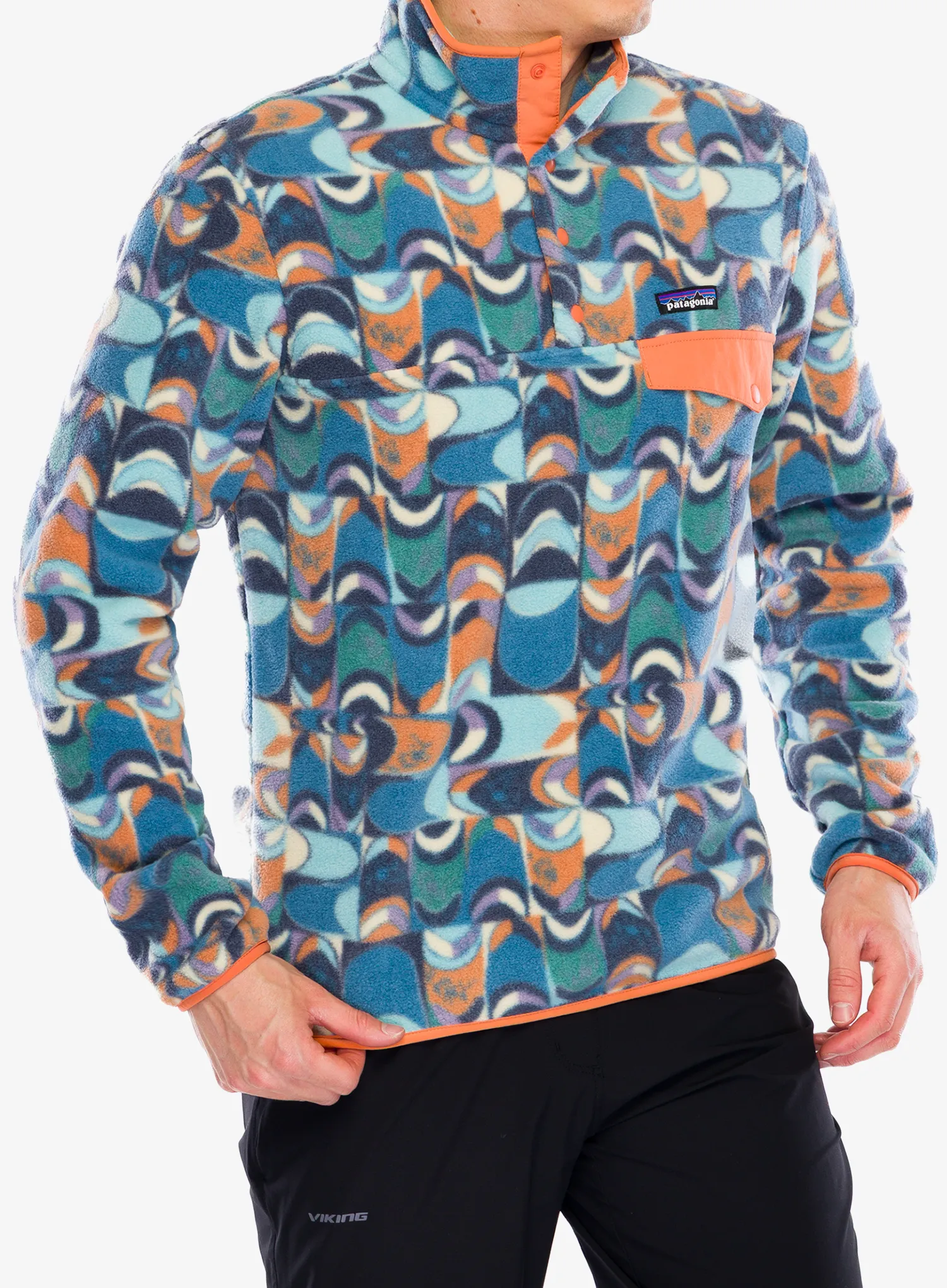 Flisinis džemperis Patagonia Lightweight Synch Snap-T Pullover - swallowtail geo/still blue