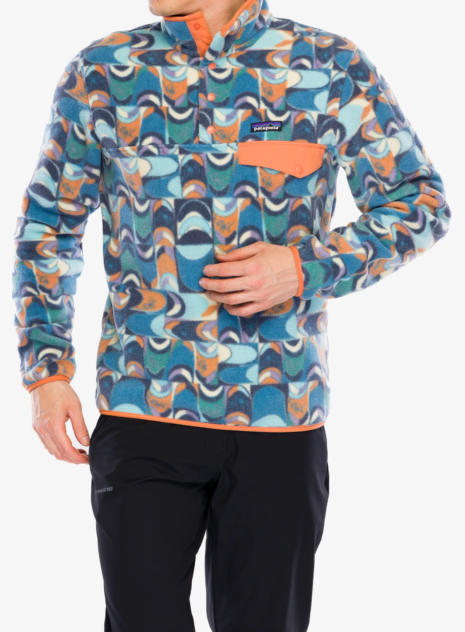 Flisinis džemperis Patagonia Lightweight Synch Snap-T Pullover - swallowtail geo/still blue