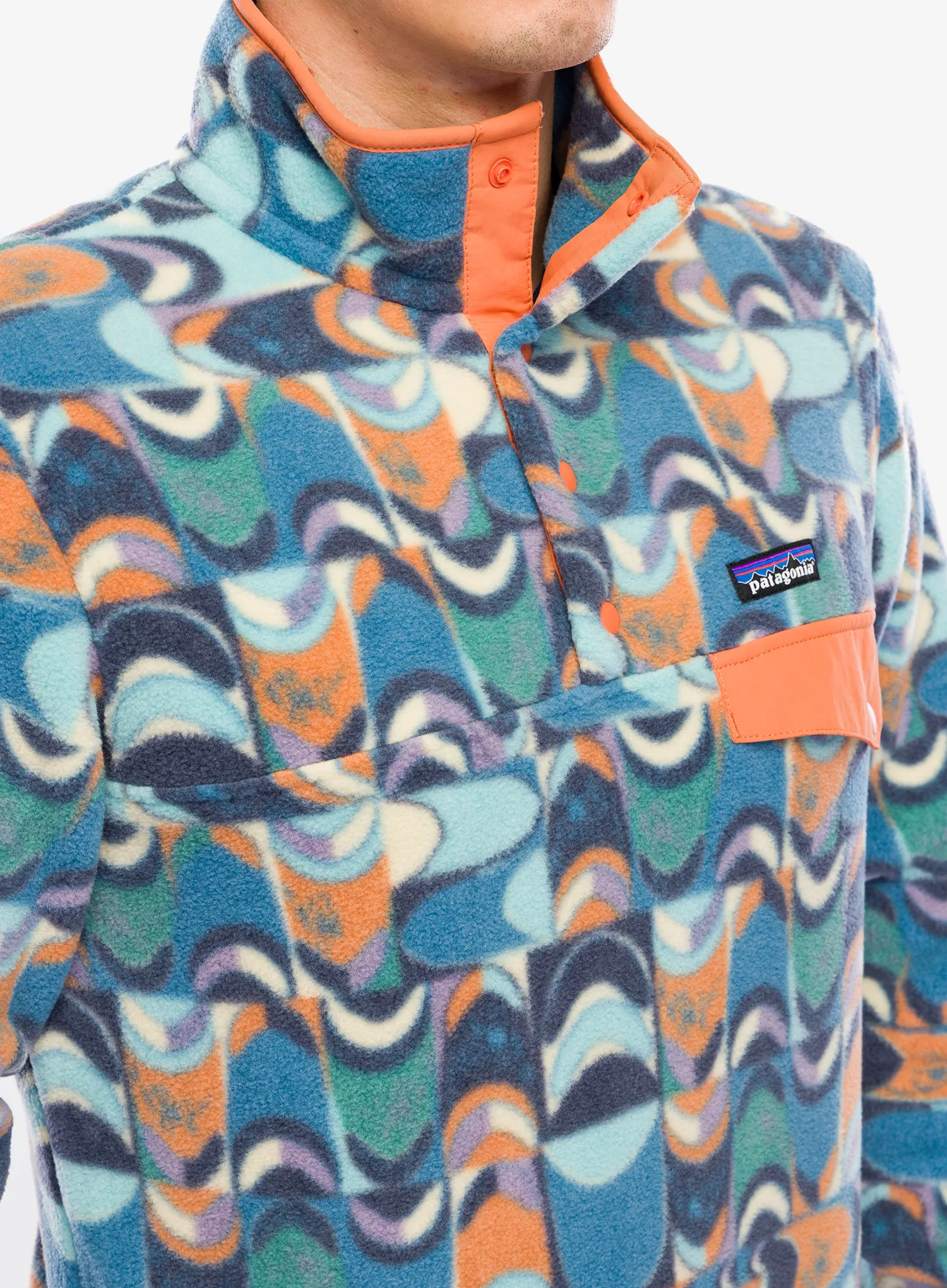 Flisinis džemperis Patagonia Lightweight Synch Snap-T Pullover - swallowtail geo/still blue