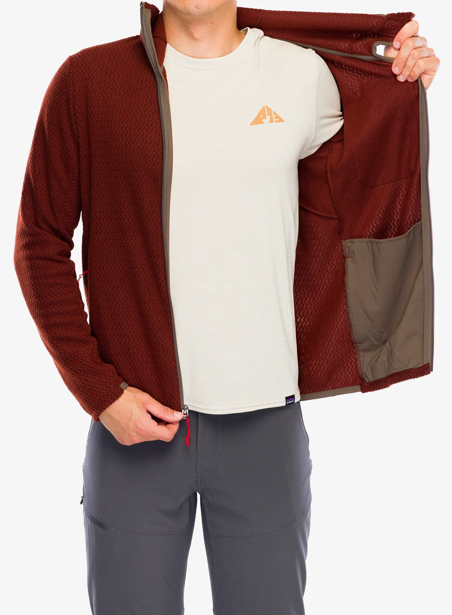 Flisinis džemperis Patagonia R1 Air Full-Zip Hoody - dried vanilla