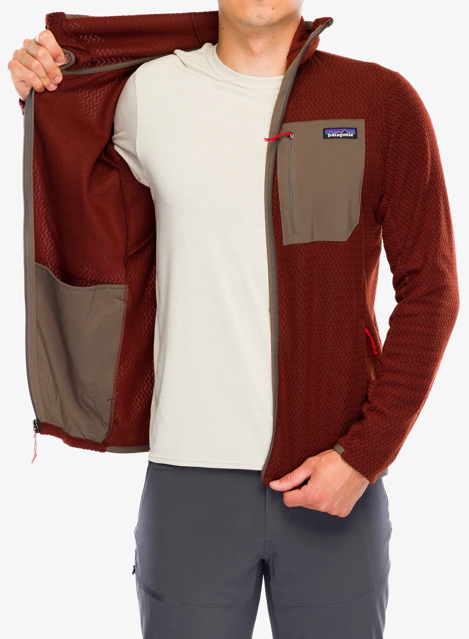 Flisinis džemperis Patagonia R1 Air Full-Zip Hoody - dried vanilla