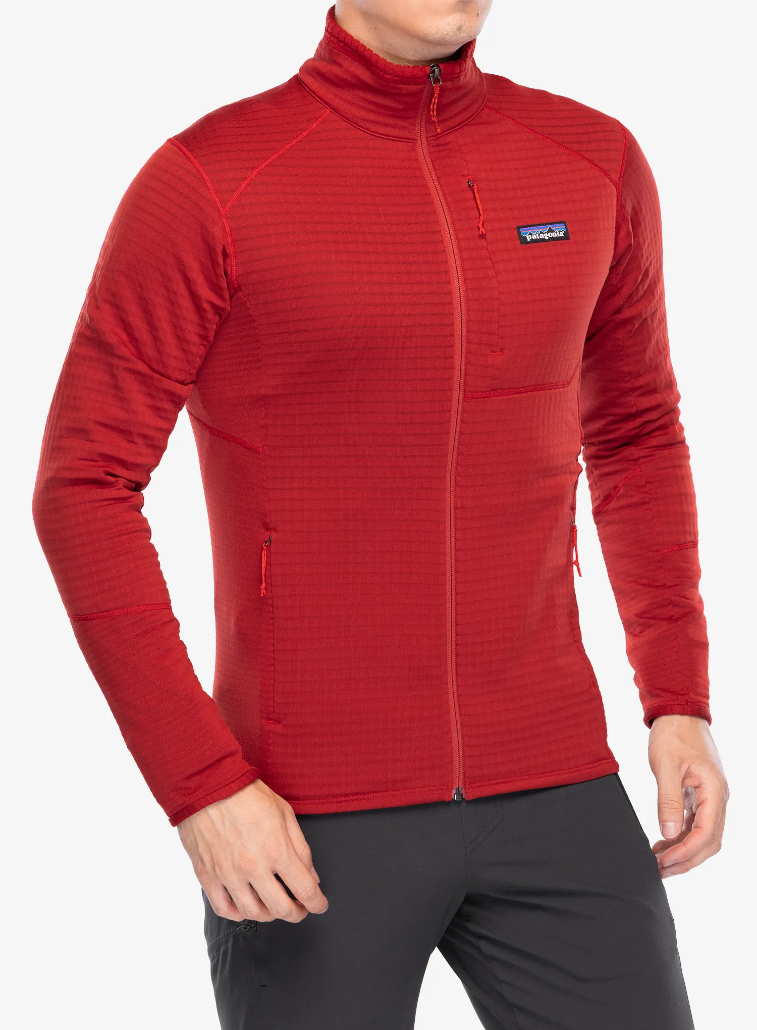 Flisinis džemperis Patagonia R1 Hybrid Jacket - amanita red
