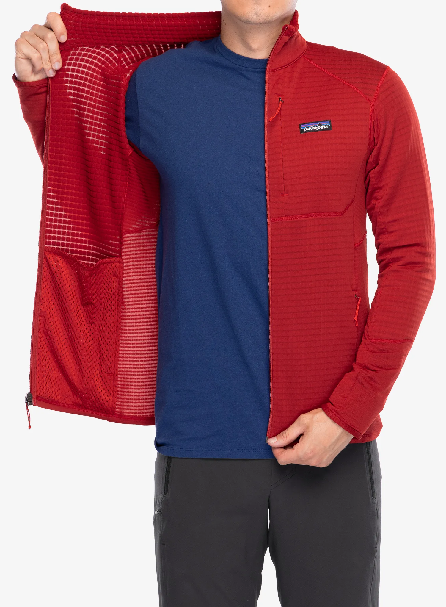Flisinis džemperis Patagonia R1 Hybrid Jacket - amanita red