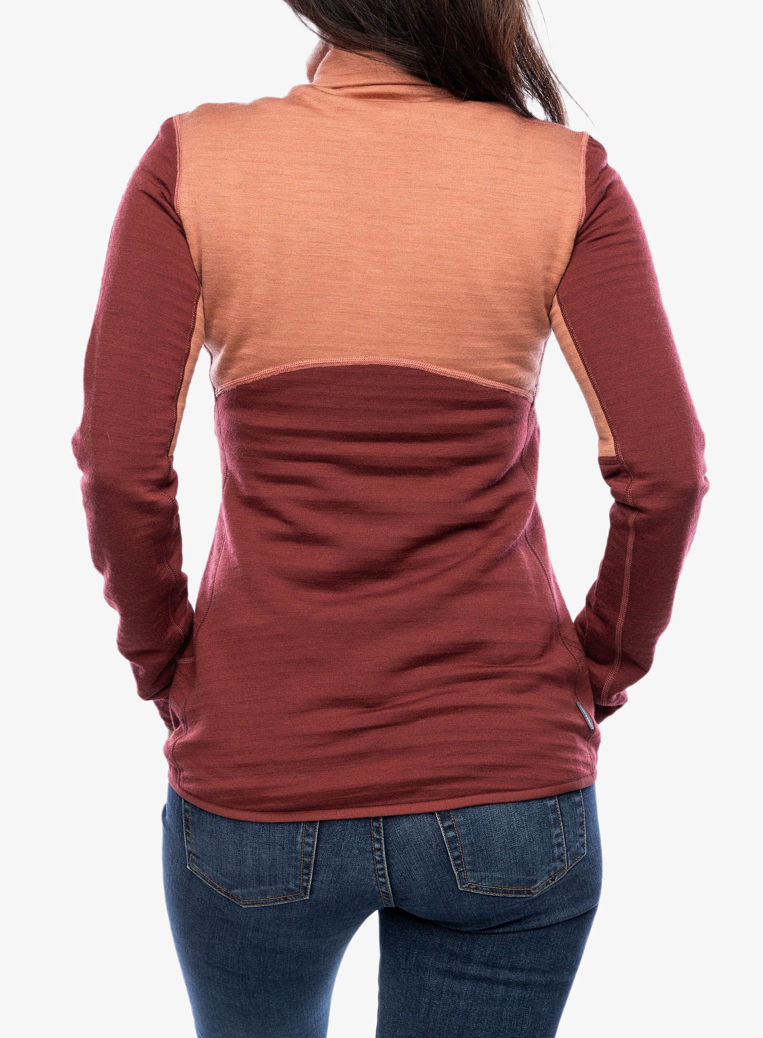 Moteriškas džemperis su užtrauktuku Icebreaker Merino 400 RealFleece Descender LS Zip - cedar wood/port/cb