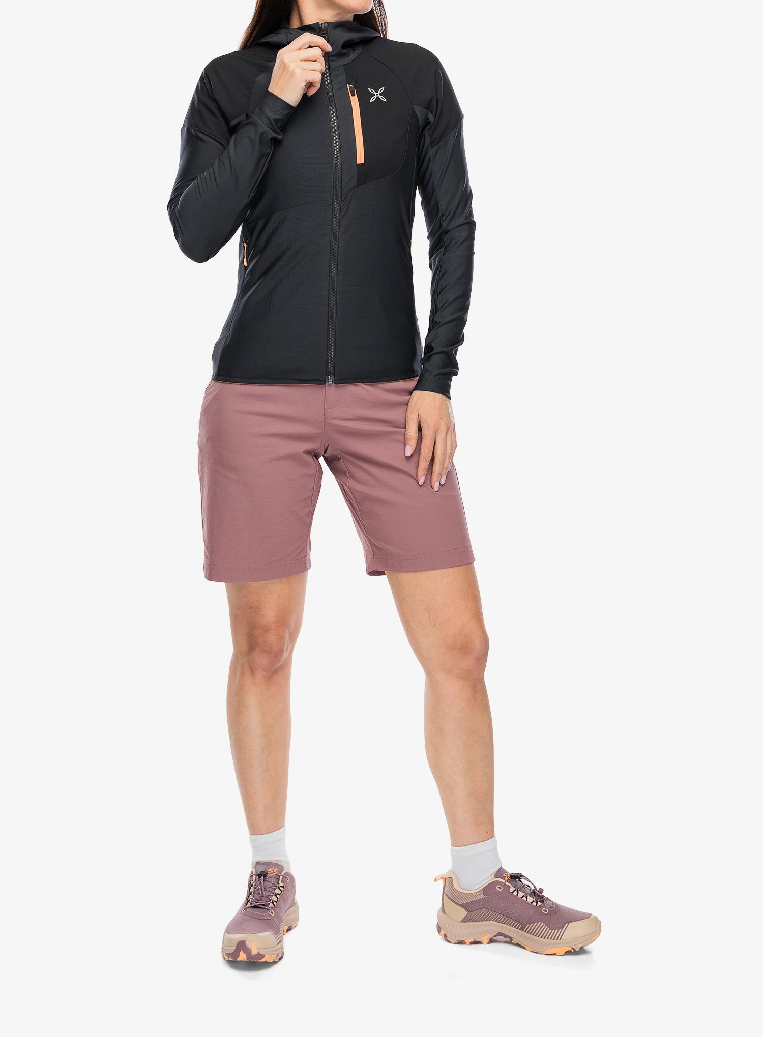 Moteriškas džemperis su užtrauktuku Montura Spitze Hooded Maglia - anthracite/melon