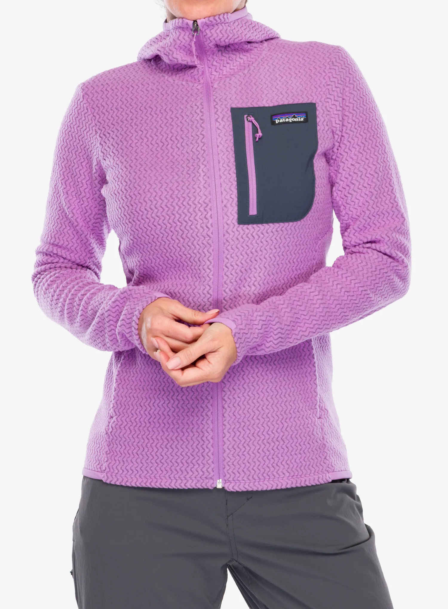 Moteriškas džemperis su užtrauktuku Patagonia R1 Air Full-Zip Hoody - brisk purple