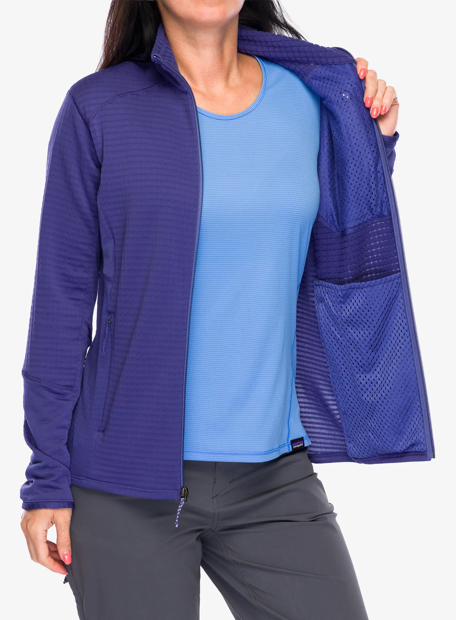 Moteriškas džemperis su užtrauktuku Patagonia R1 Hybrid Jacket - solstice purple